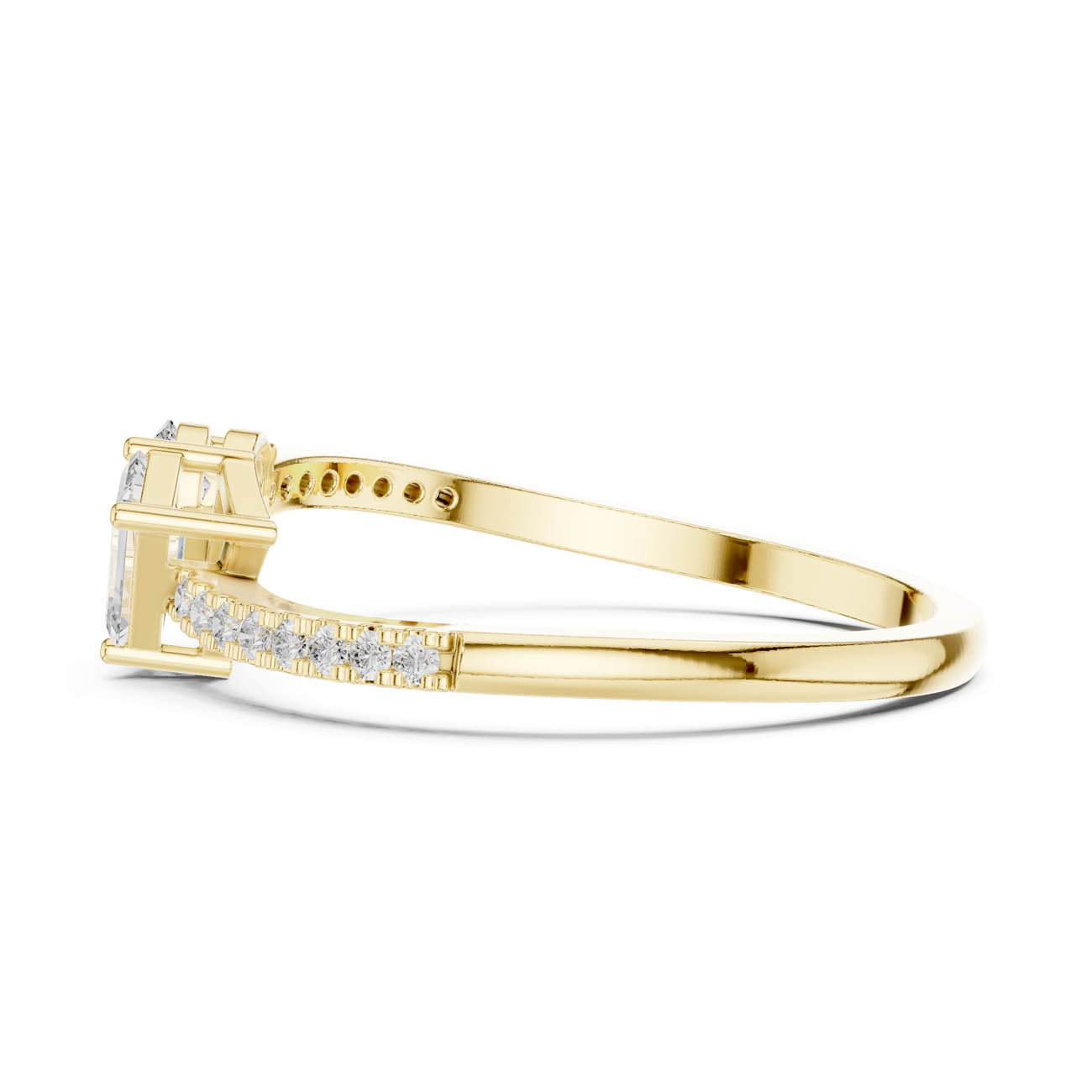.34 Ct. Pear and Emerald-Cut Diamond Open Ring with Pavé Band (HLR-221) 4