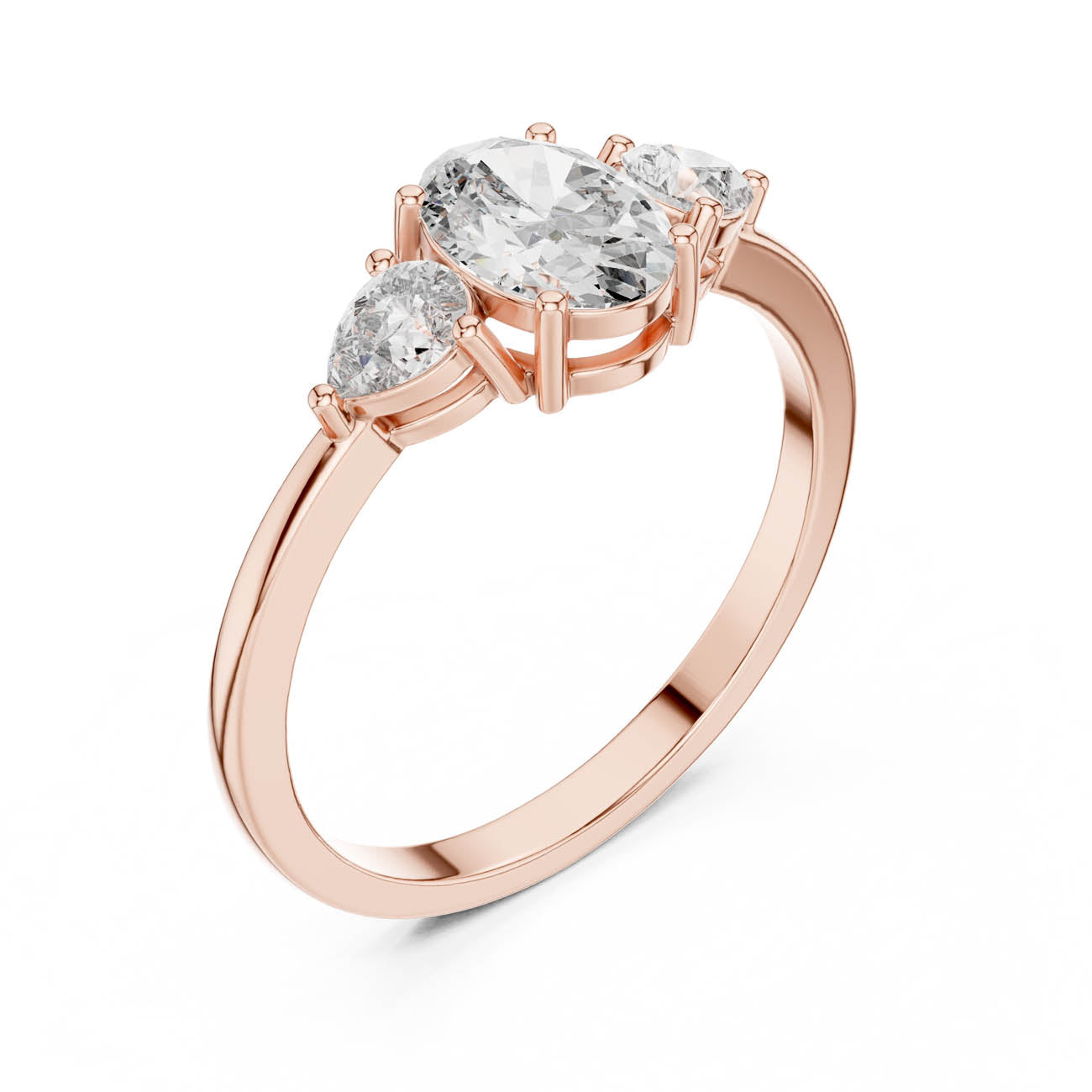 .95 Ct. Oval Diamond Ring with Pear Side Stones (HLR-22) 6