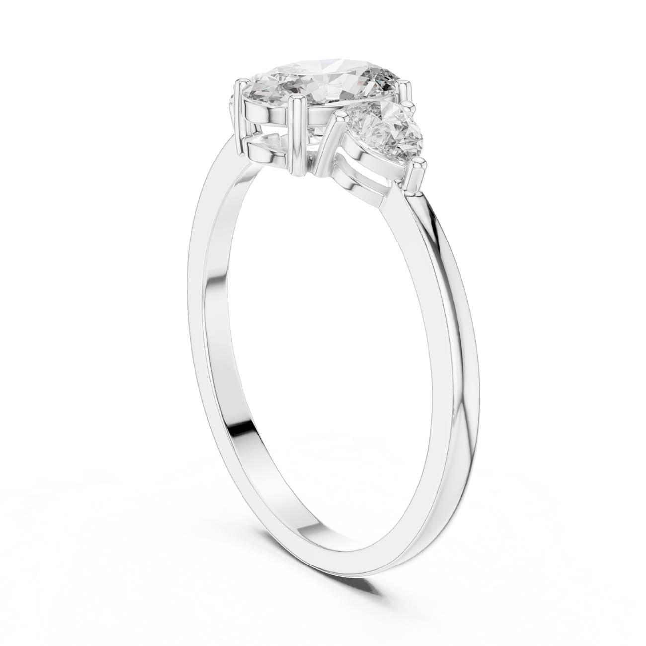 .95 Ct. Oval Diamond Ring with Pear Side Stones (HLR-22) 10