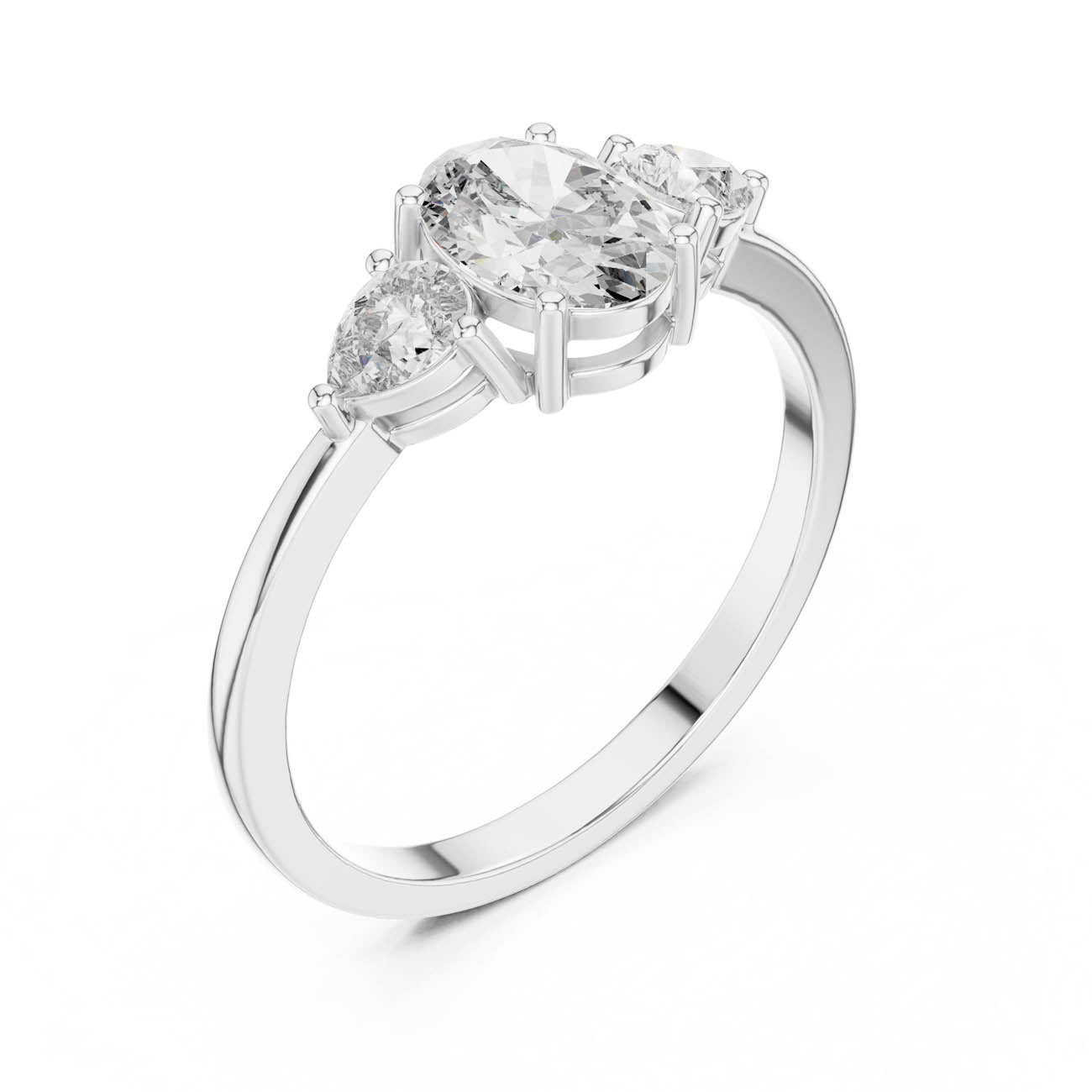 .95 Ct. Oval Diamond Ring with Pear Side Stones (HLR-22) 8