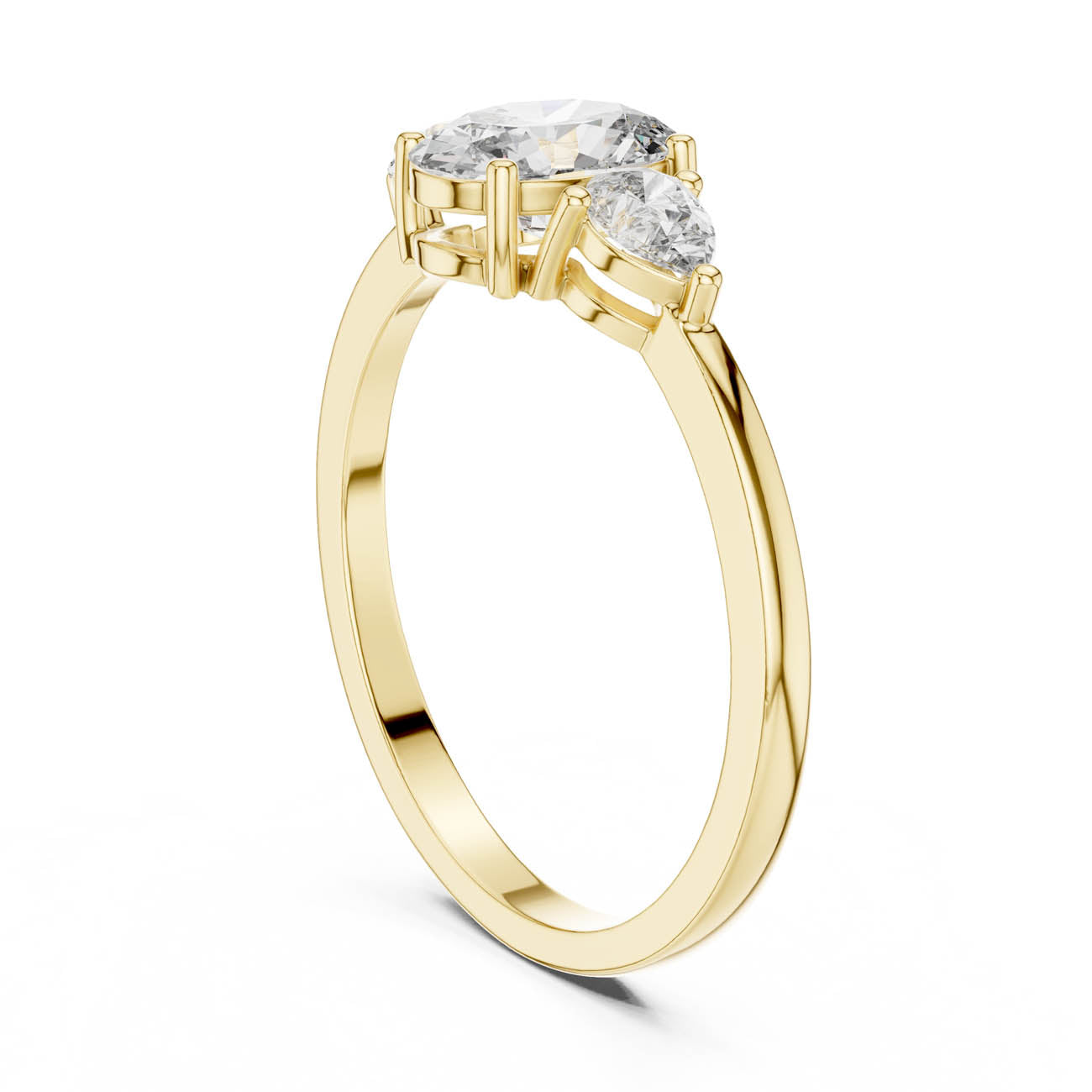 .95 Ct. Oval Diamond Ring with Pear Side Stones (HLR-22) 3