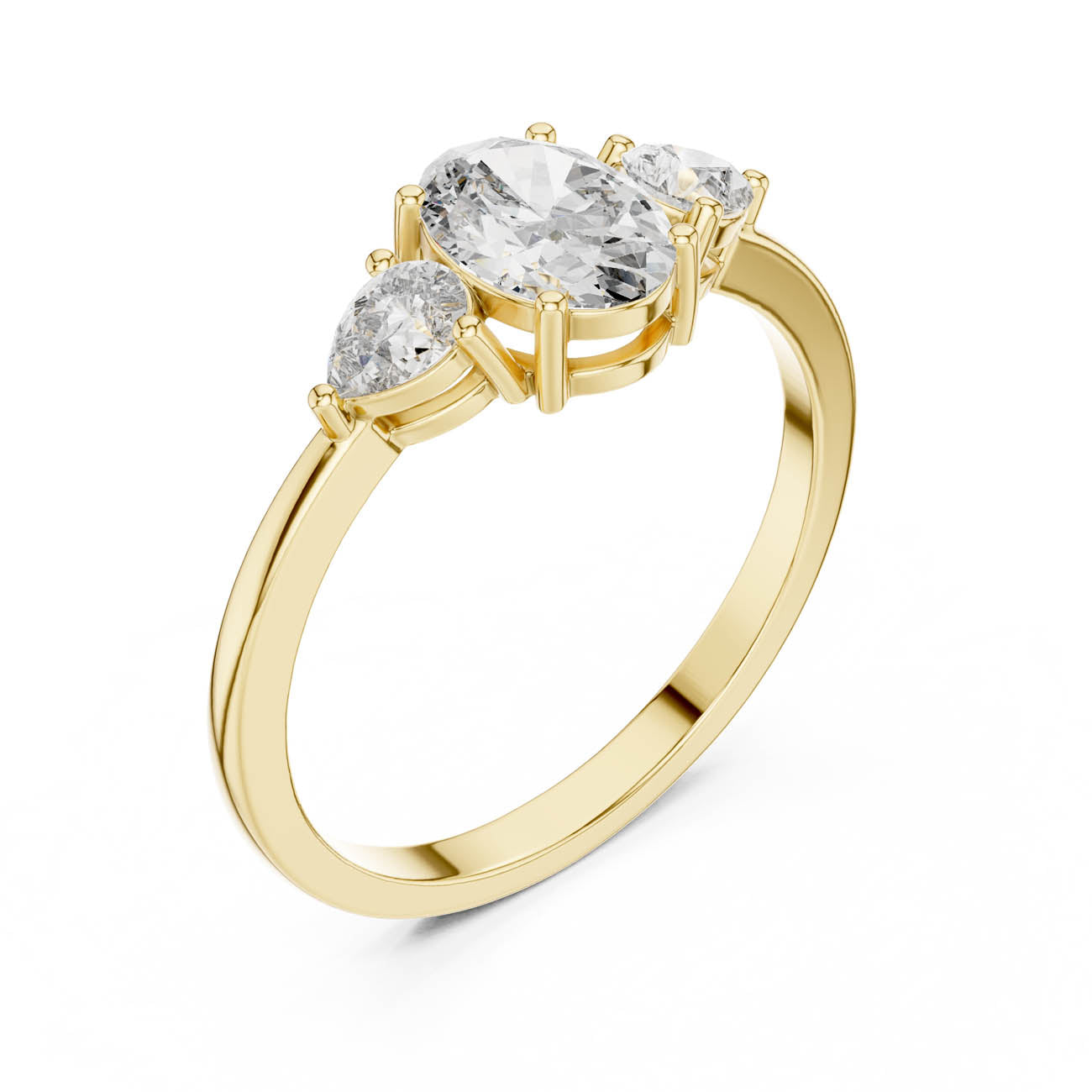 .95 Ct. Oval Diamond Ring with Pear Side Stones (HLR-22)