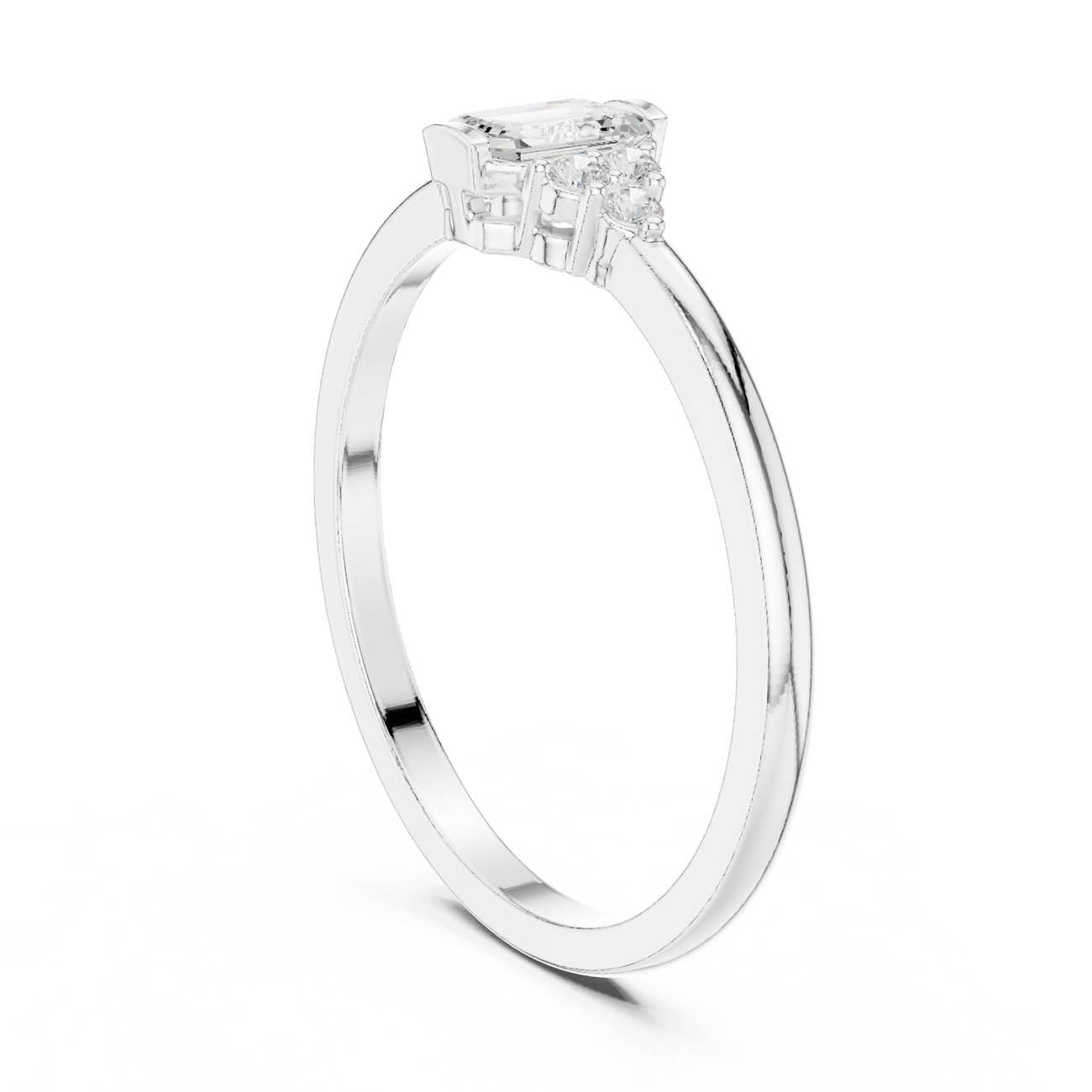 .29 Ct. Emerald Cut Diamond Ring with Clustered Round Diamond Accents (HLR-232) 10