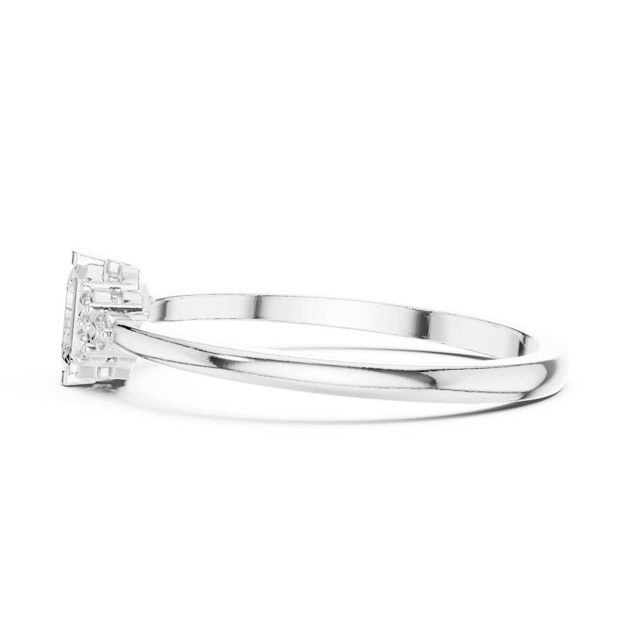 .29 Ct. Emerald Cut Diamond Ring with Clustered Round Diamond Accents (HLR-232) 12
