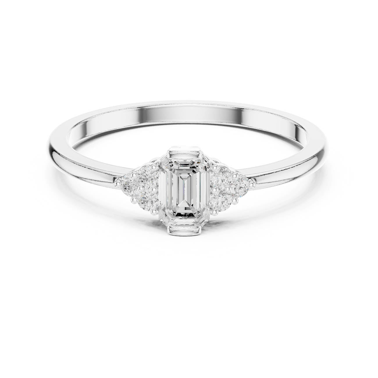 .29 Ct. Emerald Cut Diamond Ring with Clustered Round Diamond Accents (HLR-232) 5