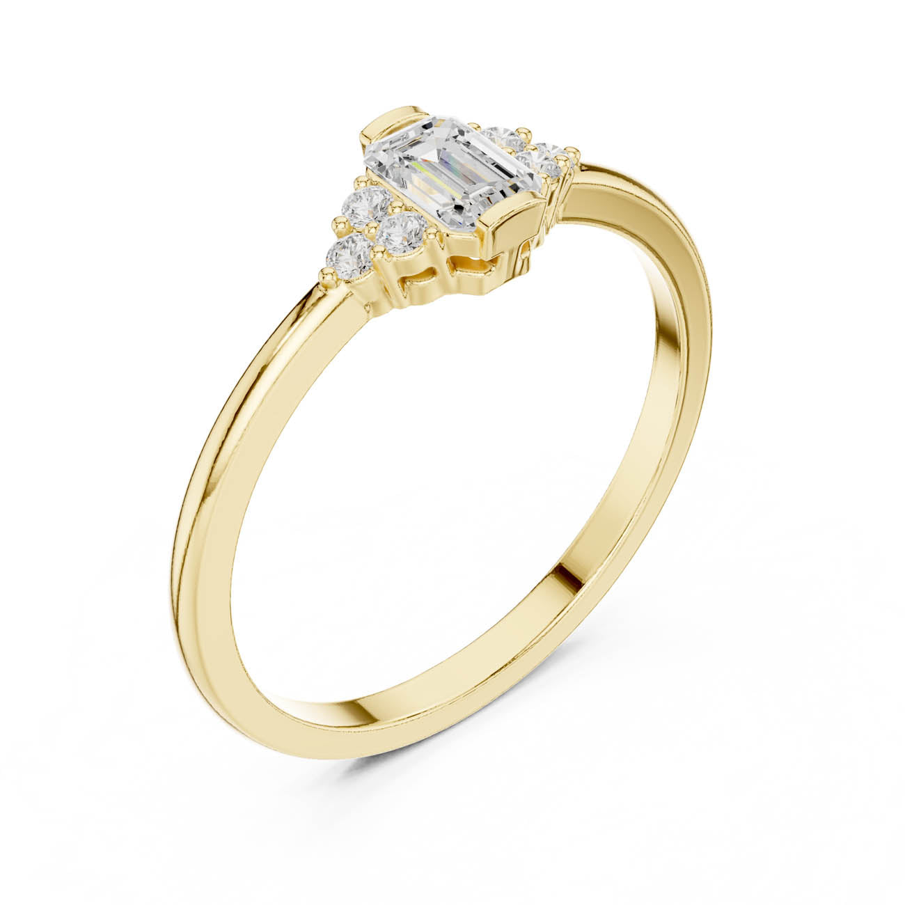 .29 Ct. Emerald Cut Diamond Ring with Clustered Round Diamond Accents (HLR-232)