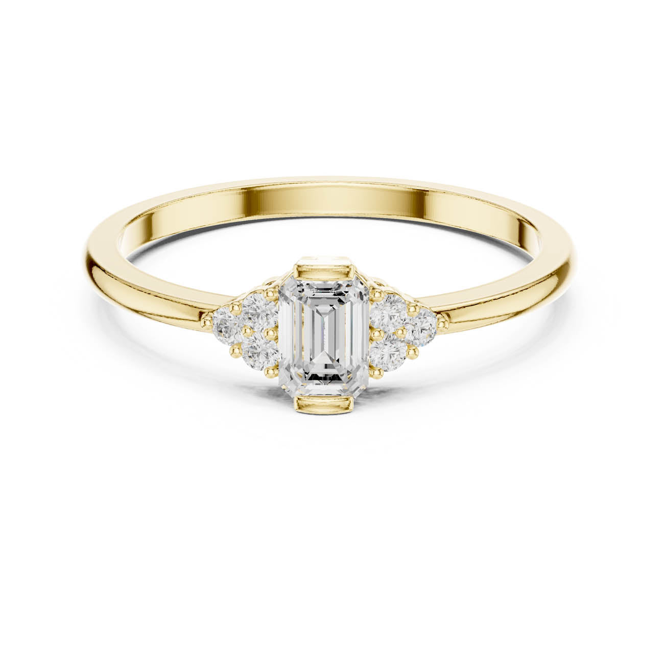.29 Ct. Emerald Cut Diamond Ring with Clustered Round Diamond Accents (HLR-232)