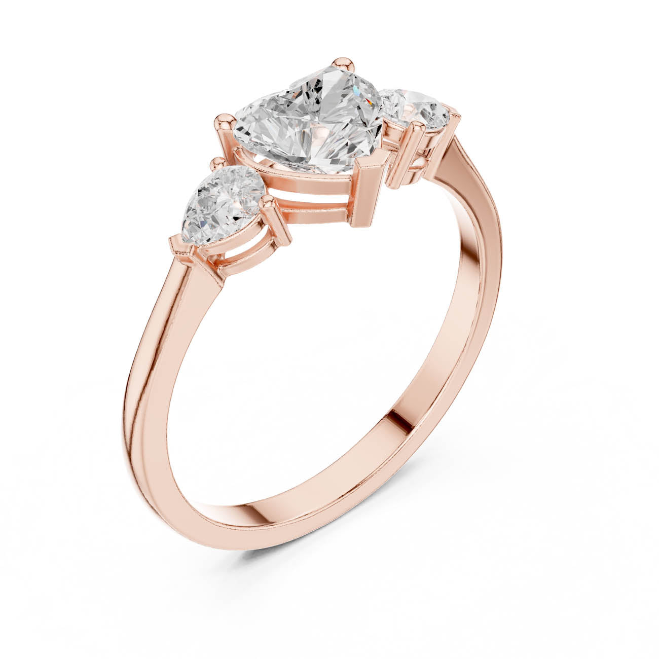 1.07 Ct. Heart-Shaped Diamond with Pear Side Stones Ring (HLR-234) 8