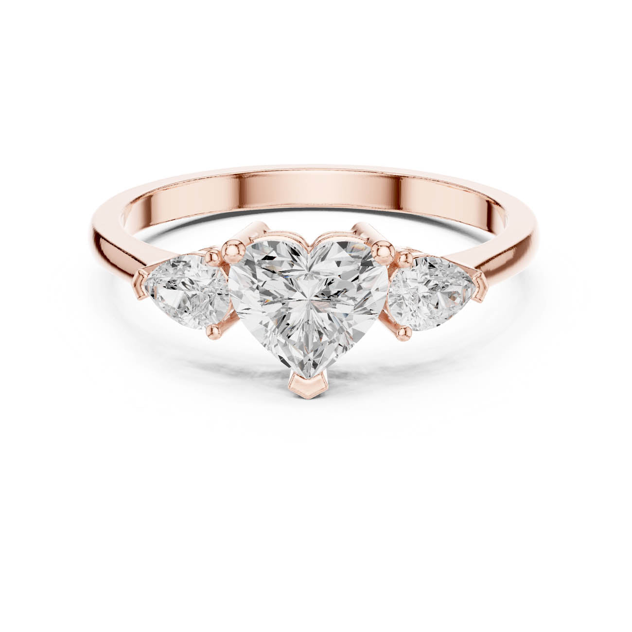 1.07 Ct. Heart-Shaped Diamond with Pear Side Stones Ring (HLR-234) 7