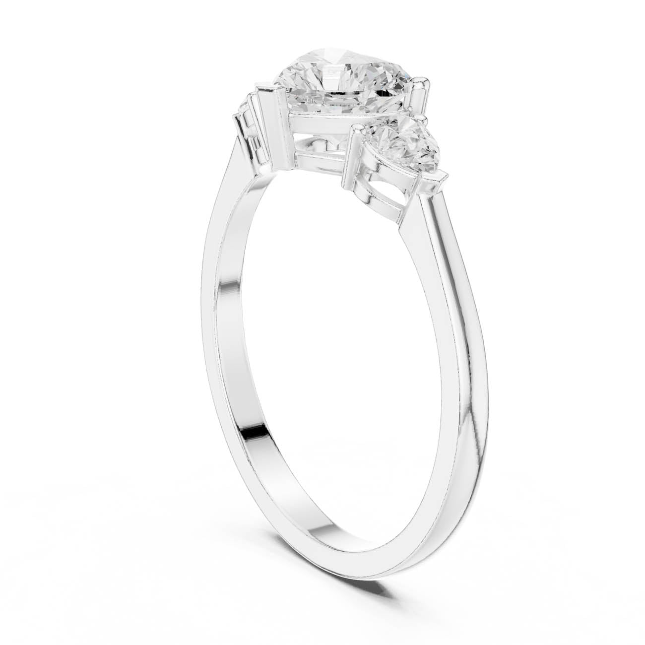 1.07 Ct. Heart-Shaped Diamond with Pear Side Stones Ring (HLR-234) 9