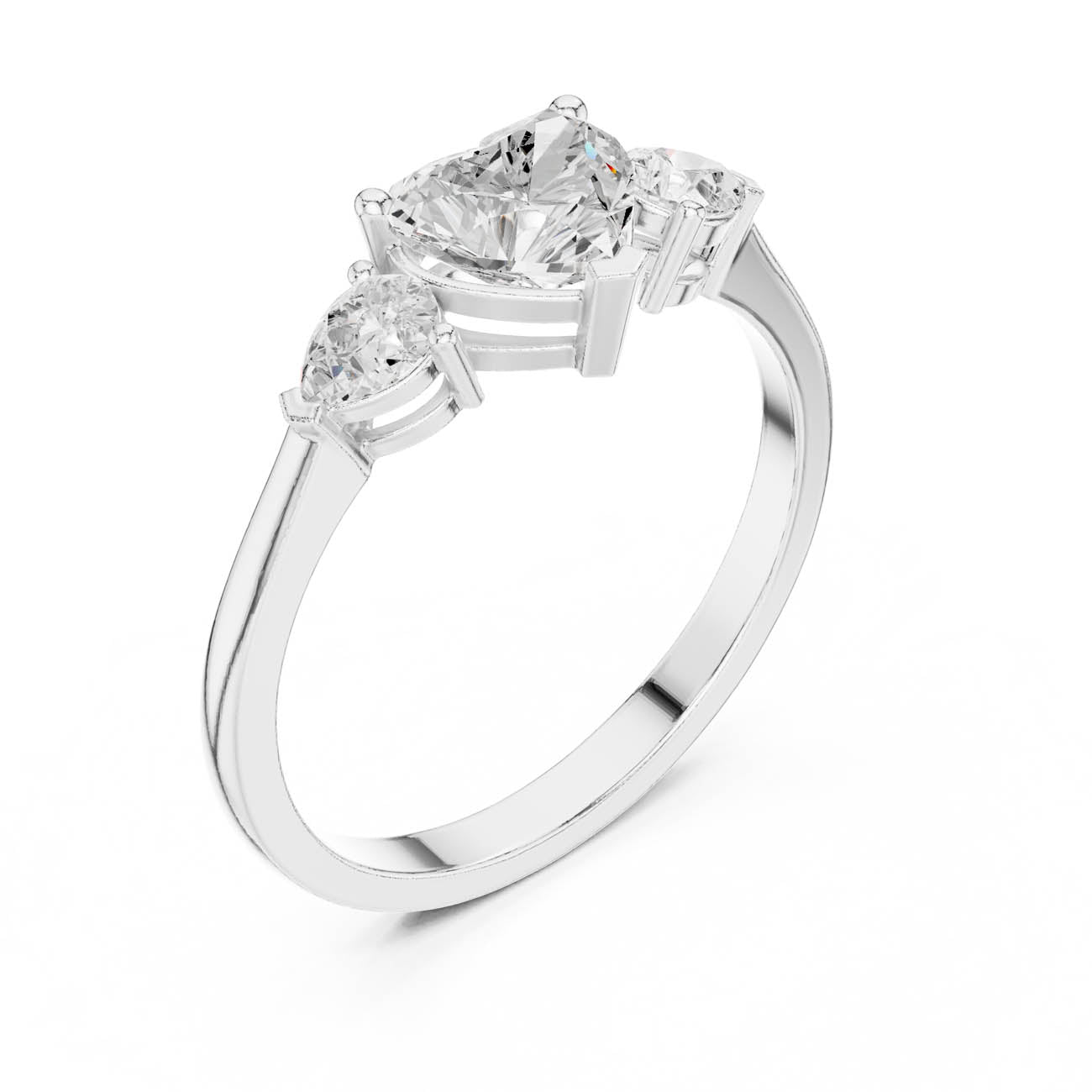 1.07 Ct. Heart-Shaped Diamond with Pear Side Stones Ring (HLR-234) 6