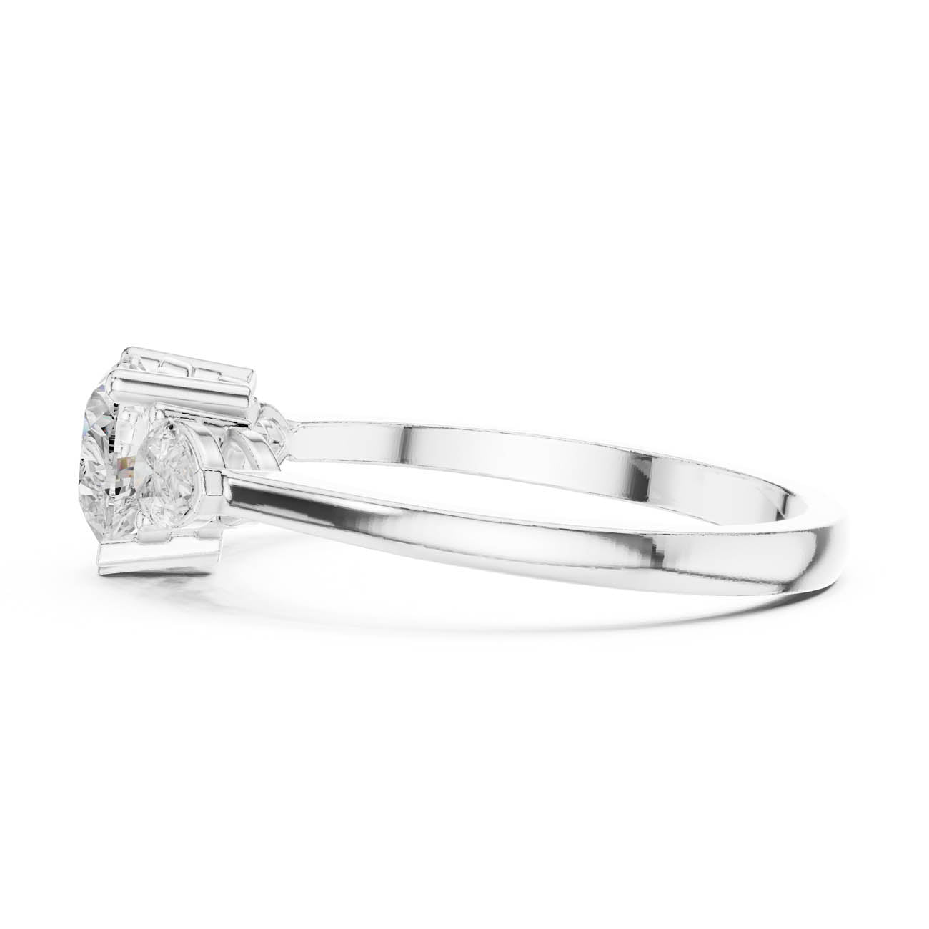 1.07 Ct. Heart-Shaped Diamond with Pear Side Stones Ring (HLR-234) 12