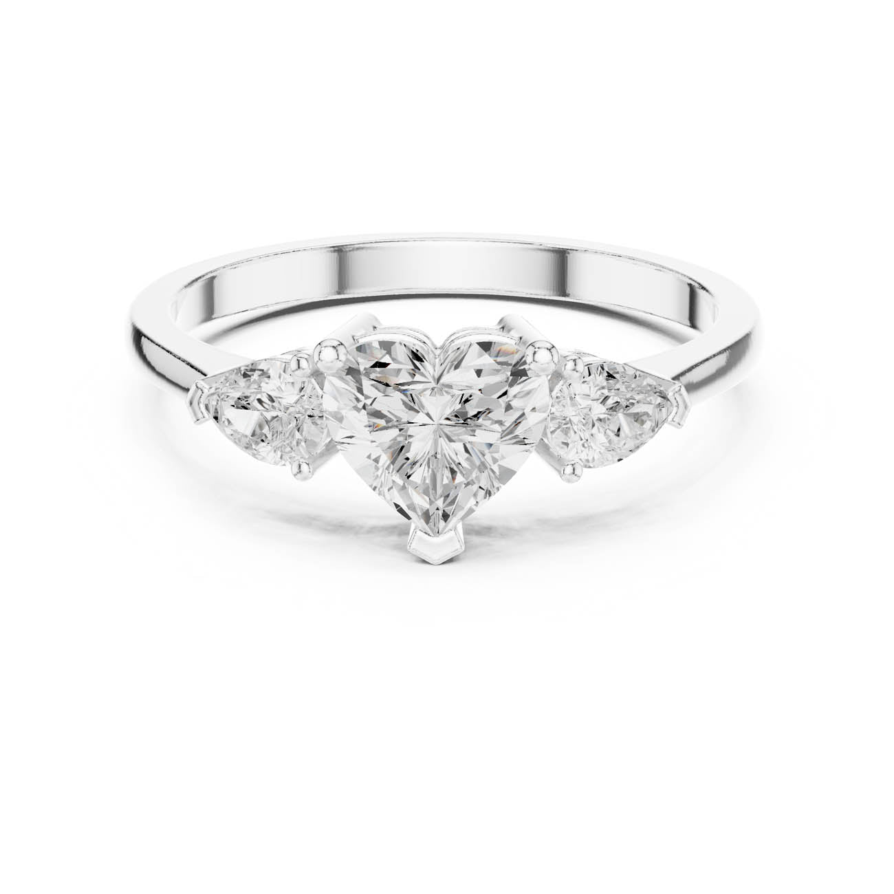 1.07 Ct. Heart-Shaped Diamond with Pear Side Stones Ring (HLR-234) 5