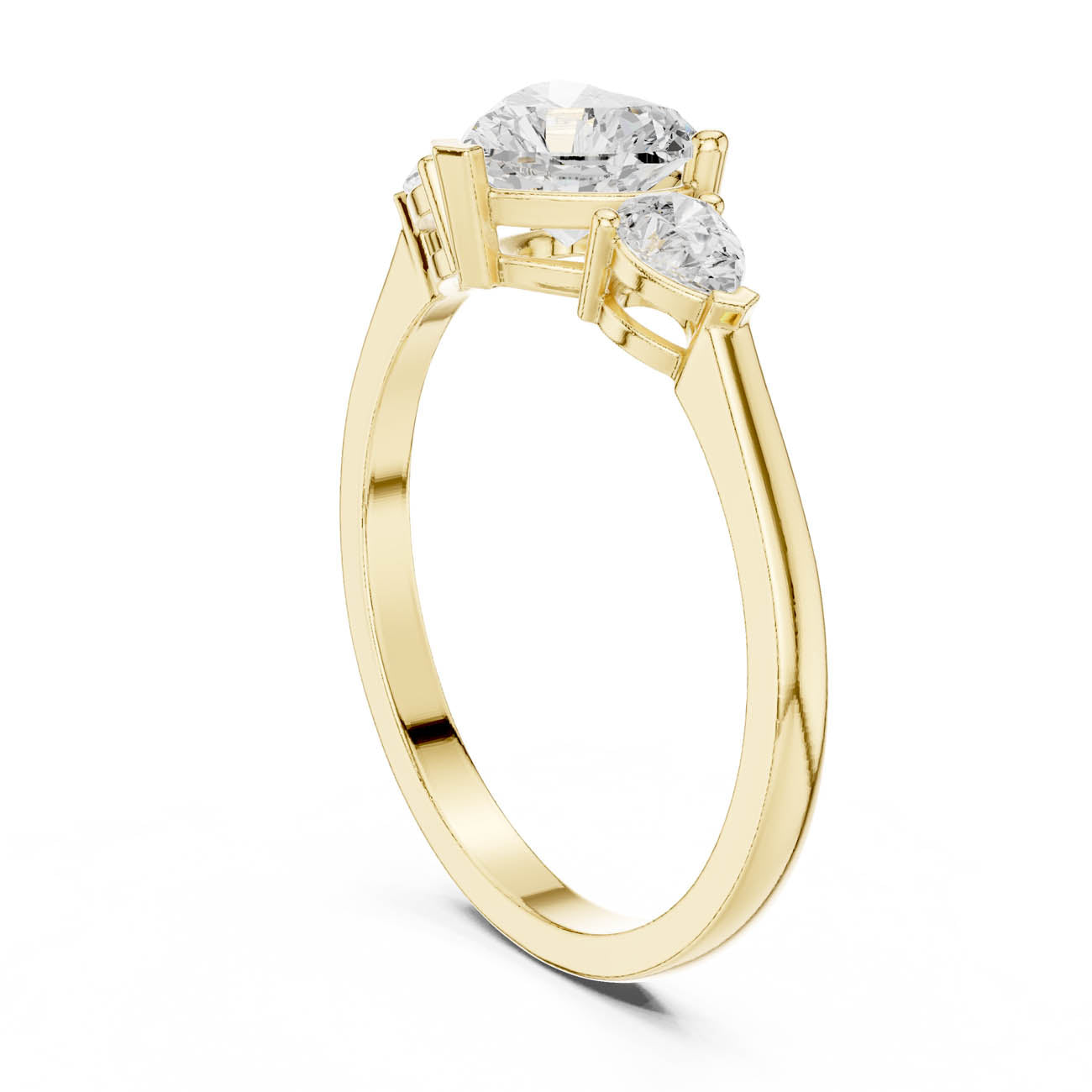 1.07 Ct. Heart-Shaped Diamond with Pear Side Stones Ring (HLR-234) 3