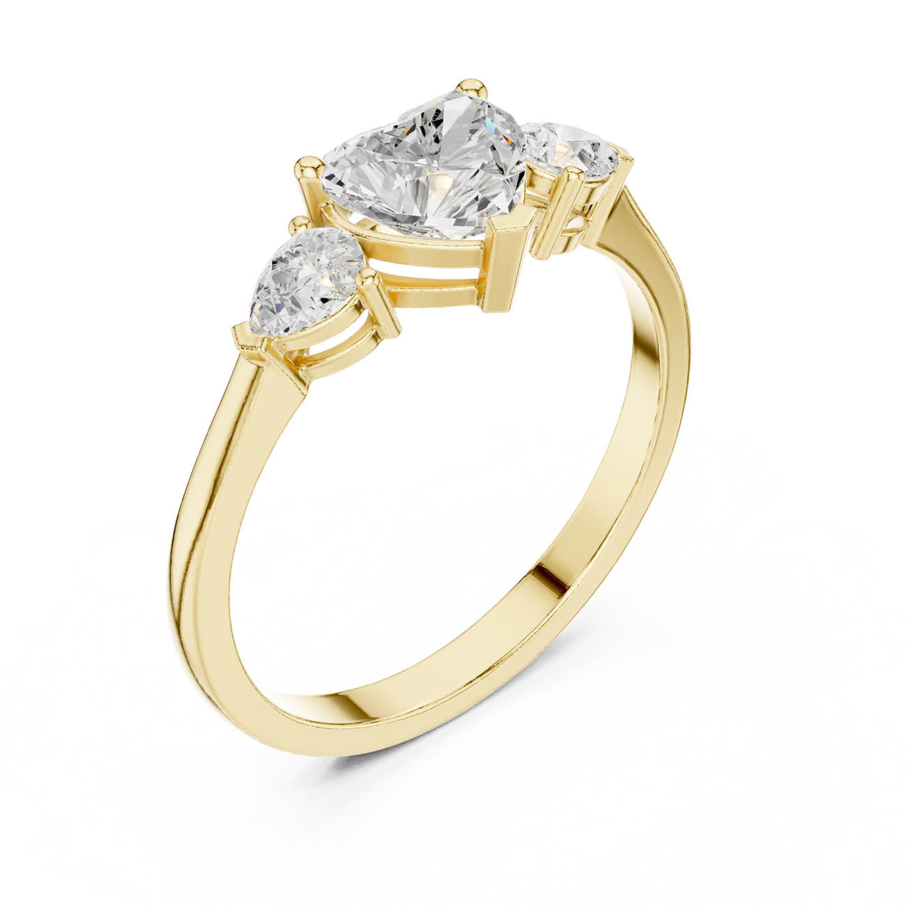 1.07 Ct. Heart-Shaped Diamond with Pear Side Stones Ring (HLR-234)