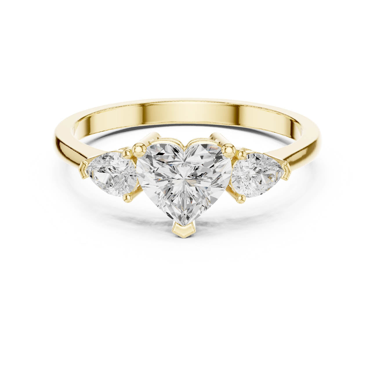 1.07 Ct. Heart-Shaped Diamond with Pear Side Stones Ring (HLR-234)