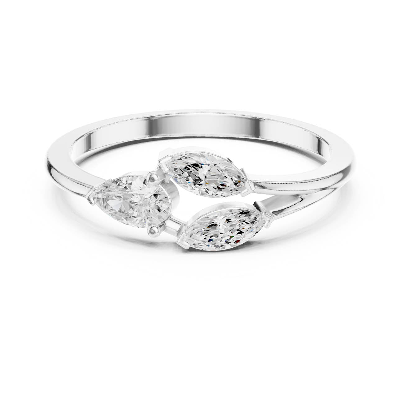 .38 Ct. Marquise and Pear Diamond Ring with Split Band (HLR-235)
