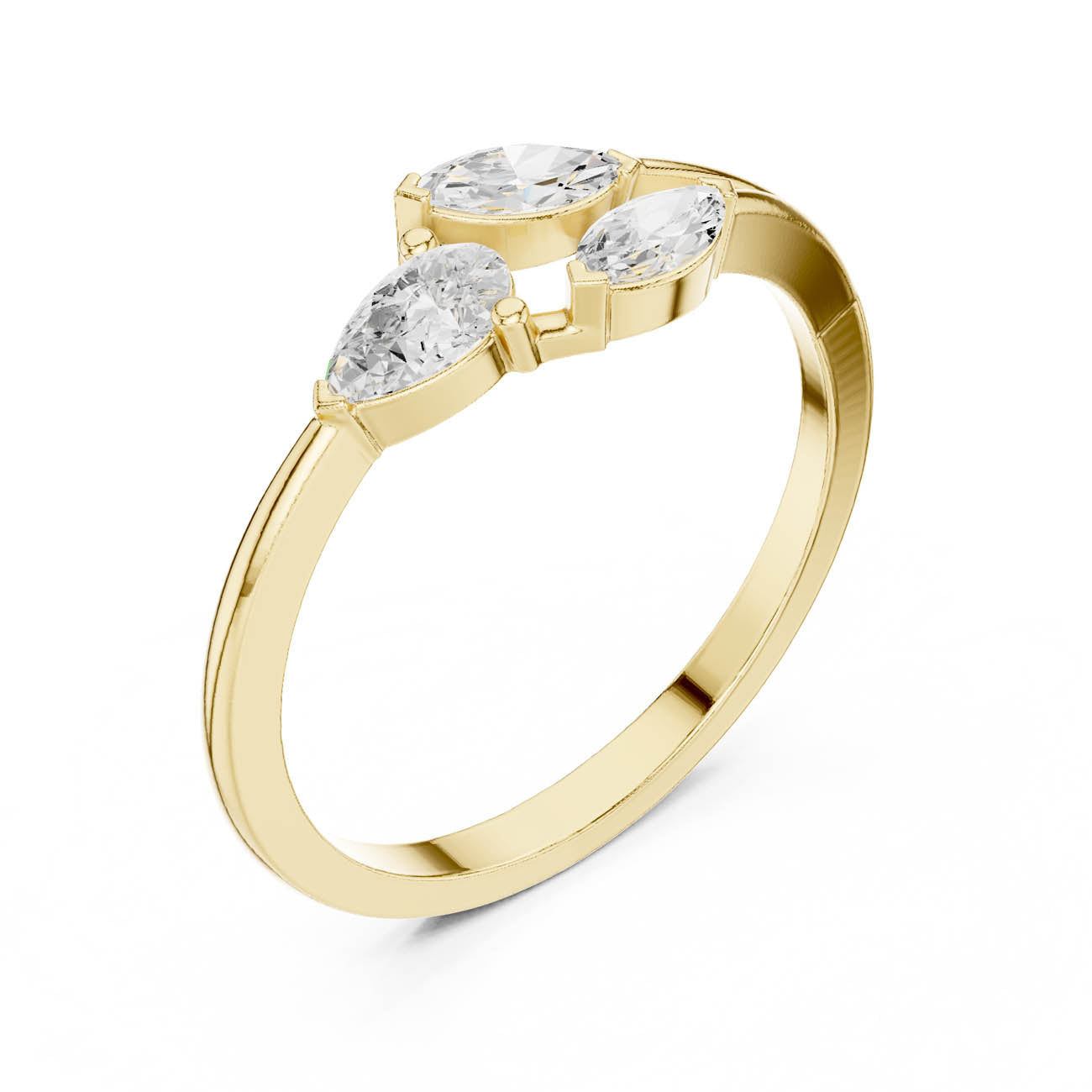 .38 Ct. Marquise and Pear Diamond Ring with Split Band (HLR-235)