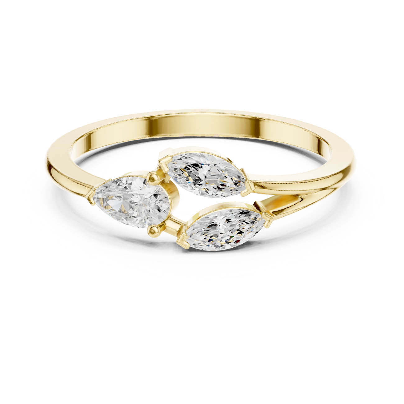 .38 Ct. Marquise and Pear Diamond Ring with Split Band (HLR-235) 5