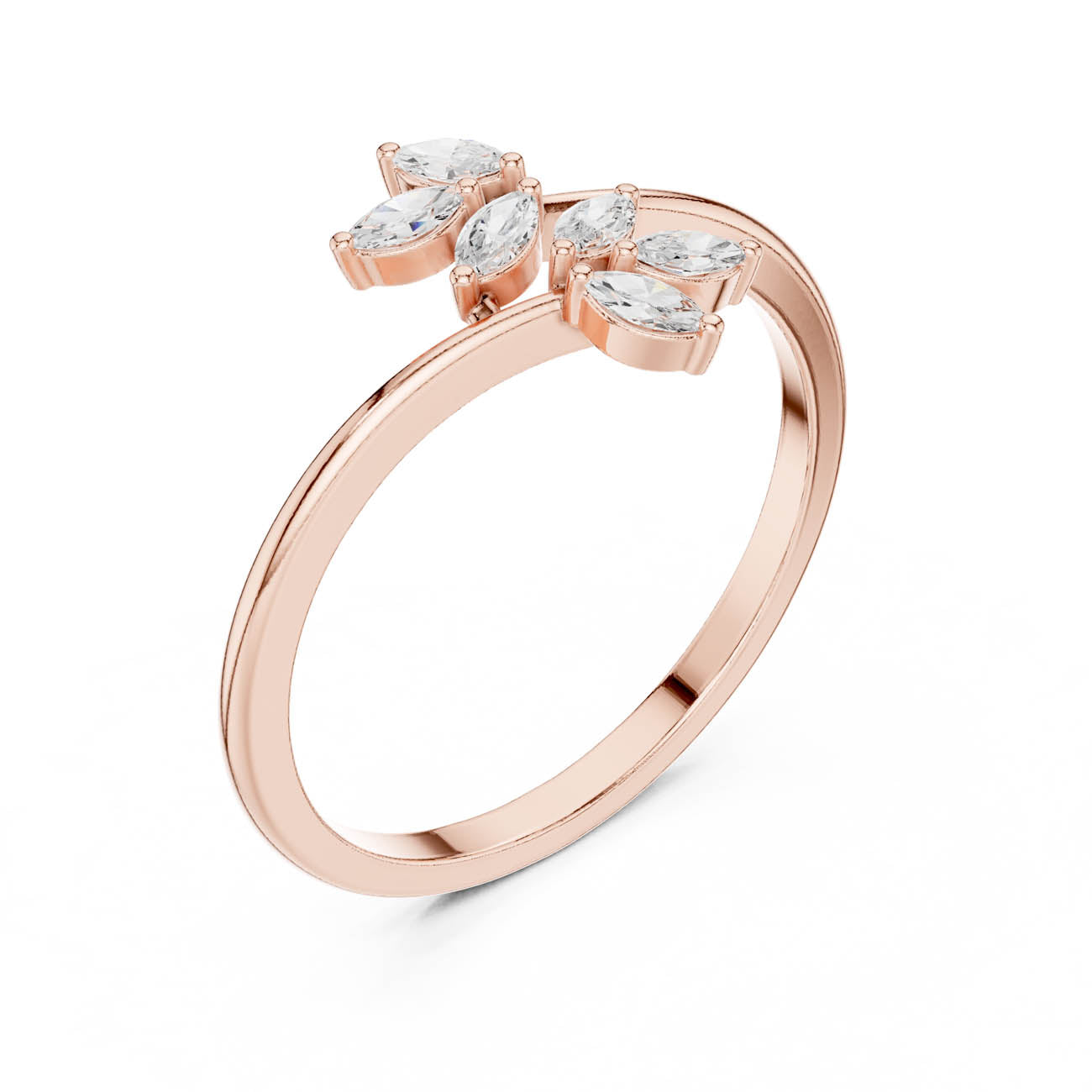.13 Ct. Marquise Diamond Leaf Cluster Open Ring (HLR-236) 6