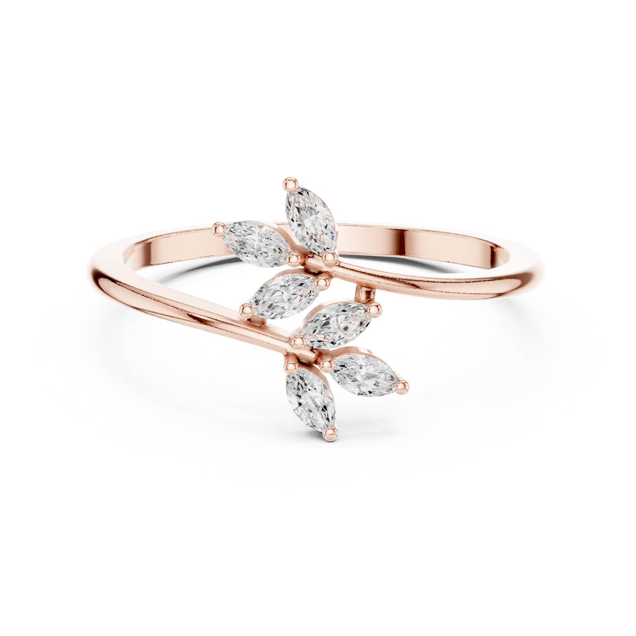 .13 Ct. Marquise Diamond Leaf Cluster Open Ring (HLR-236) 5
