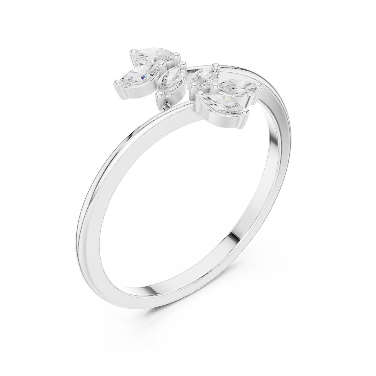 .13 Ct. Marquise Diamond Leaf Cluster Open Ring (HLR-236) 8