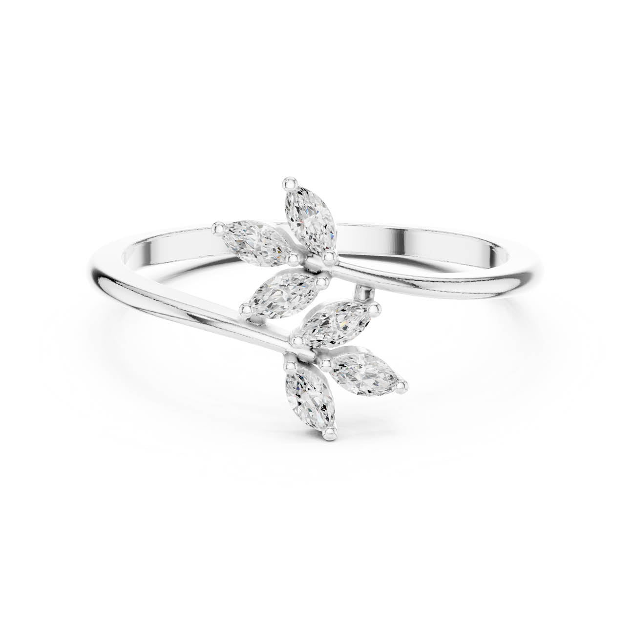 .13 Ct. Marquise Diamond Leaf Cluster Open Ring (HLR-236) 7
