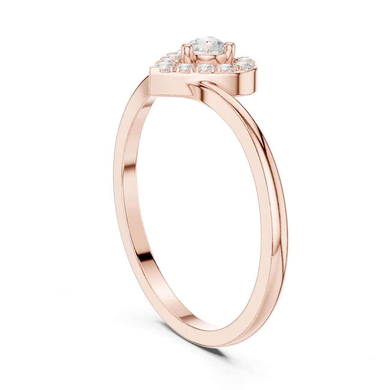 .16 Ct. Solitaire Diamond Ring with Heart-Shaped Halo (HLR-237) 9