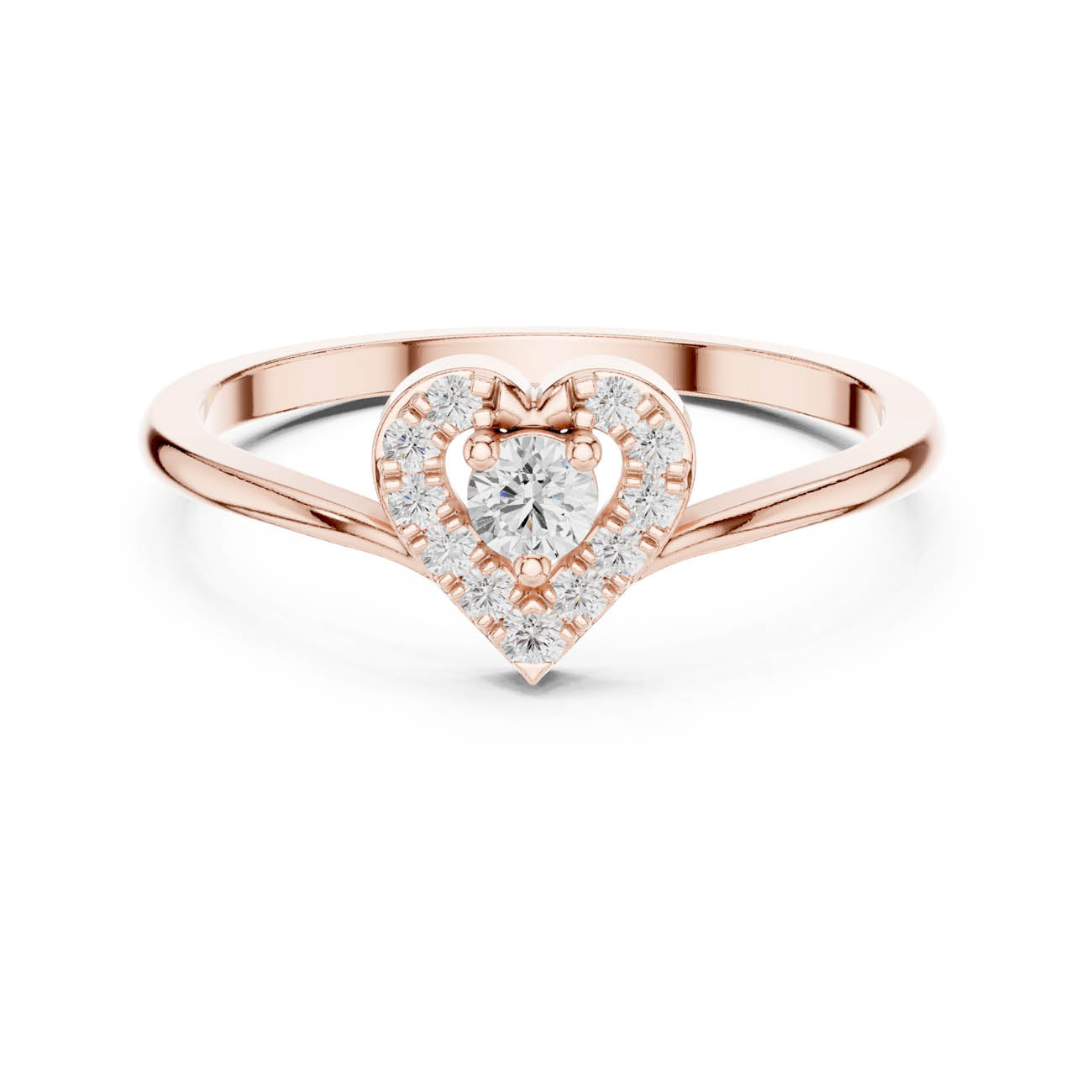 .16 Ct. Solitaire Diamond Ring with Heart-Shaped Halo (HLR-237)