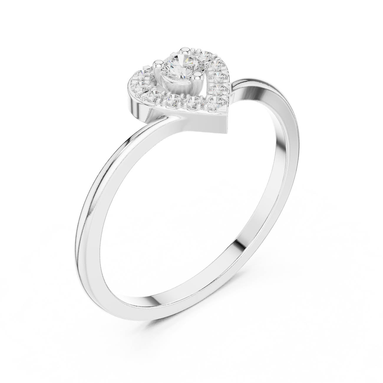 .16 Ct. Solitaire Diamond Ring with Heart-Shaped Halo (HLR-237) 8