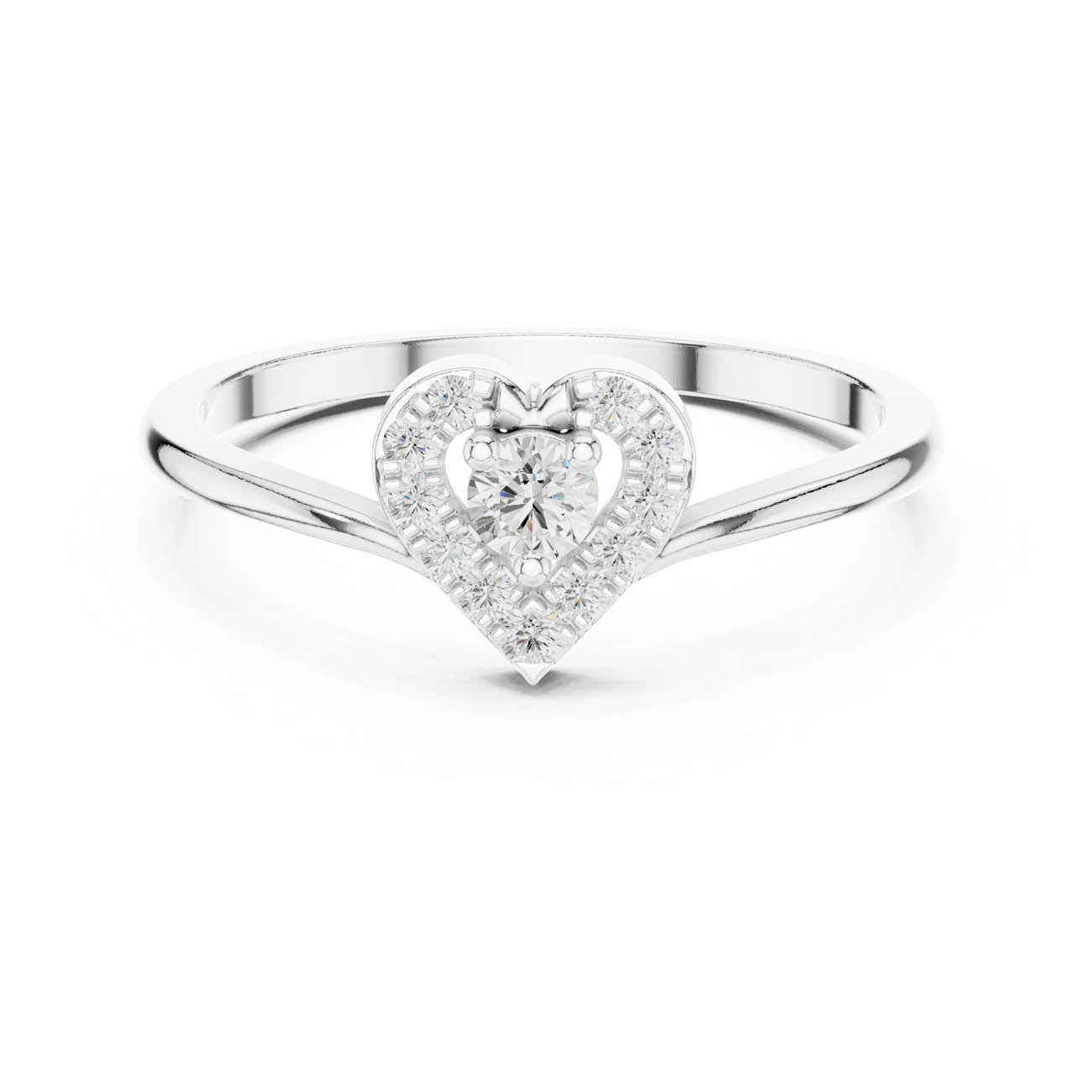 .16 Ct. Solitaire Diamond Ring with Heart-Shaped Halo (HLR-237) 7