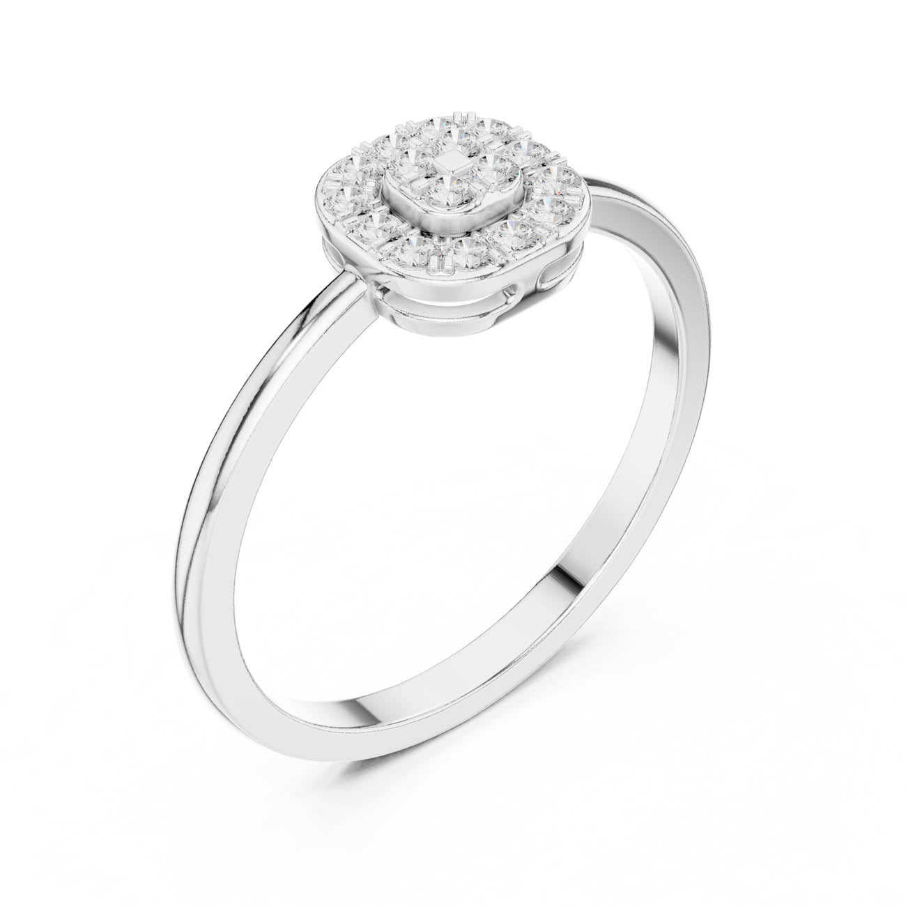 .17 Ct. Round Diamond Cluster Ring with Square Halo (HLR-238) 8