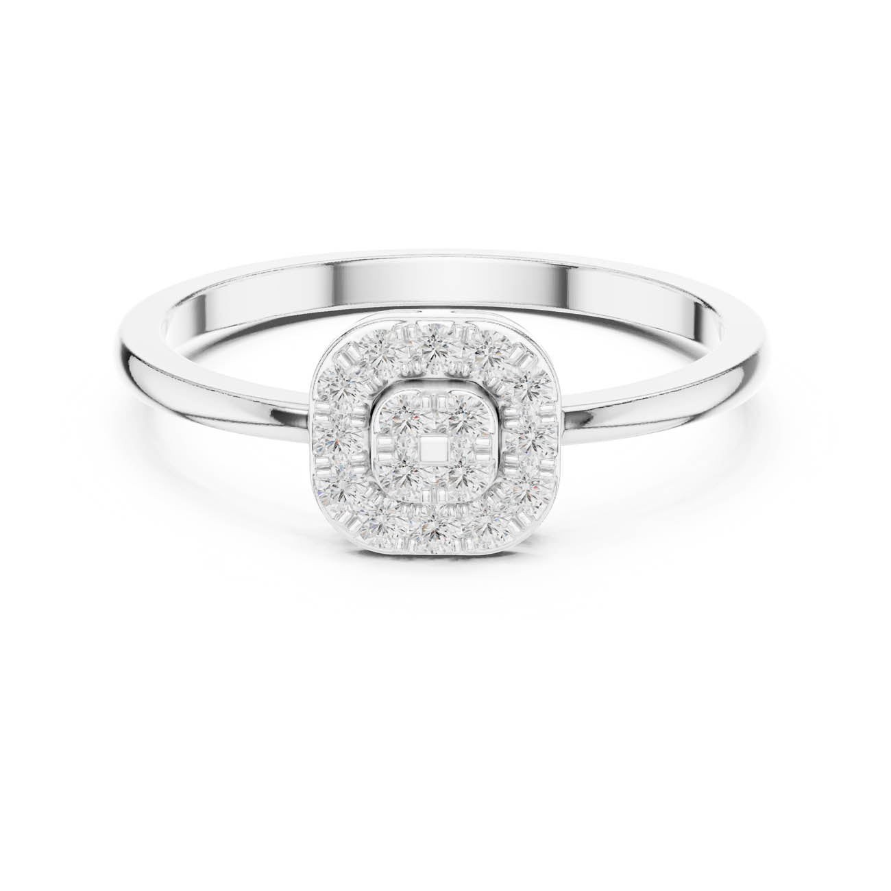 .17 Ct. Round Diamond Cluster Ring with Square Halo (HLR-238) 7