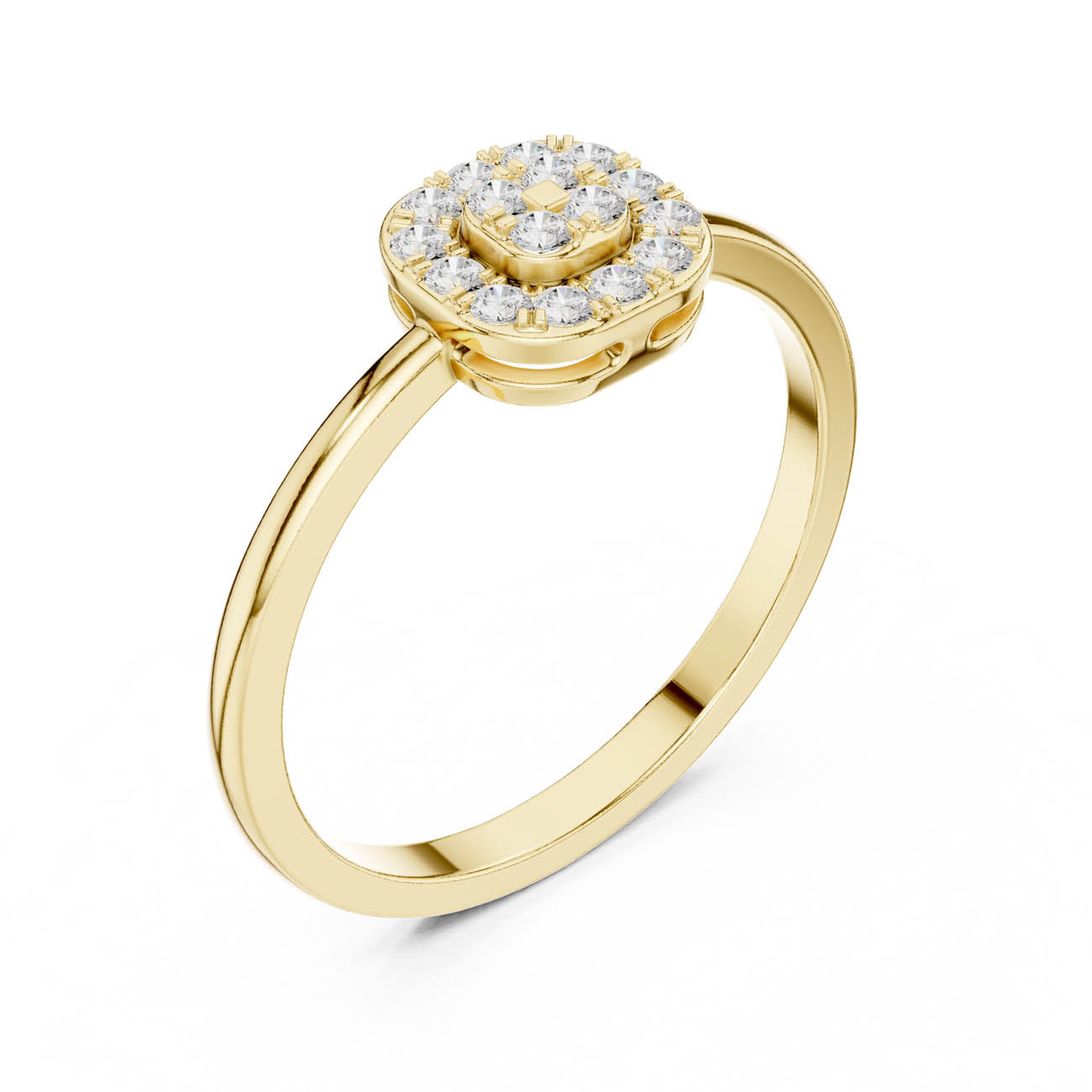 .17 Ct. Round Diamond Cluster Ring with Square Halo (HLR-238)