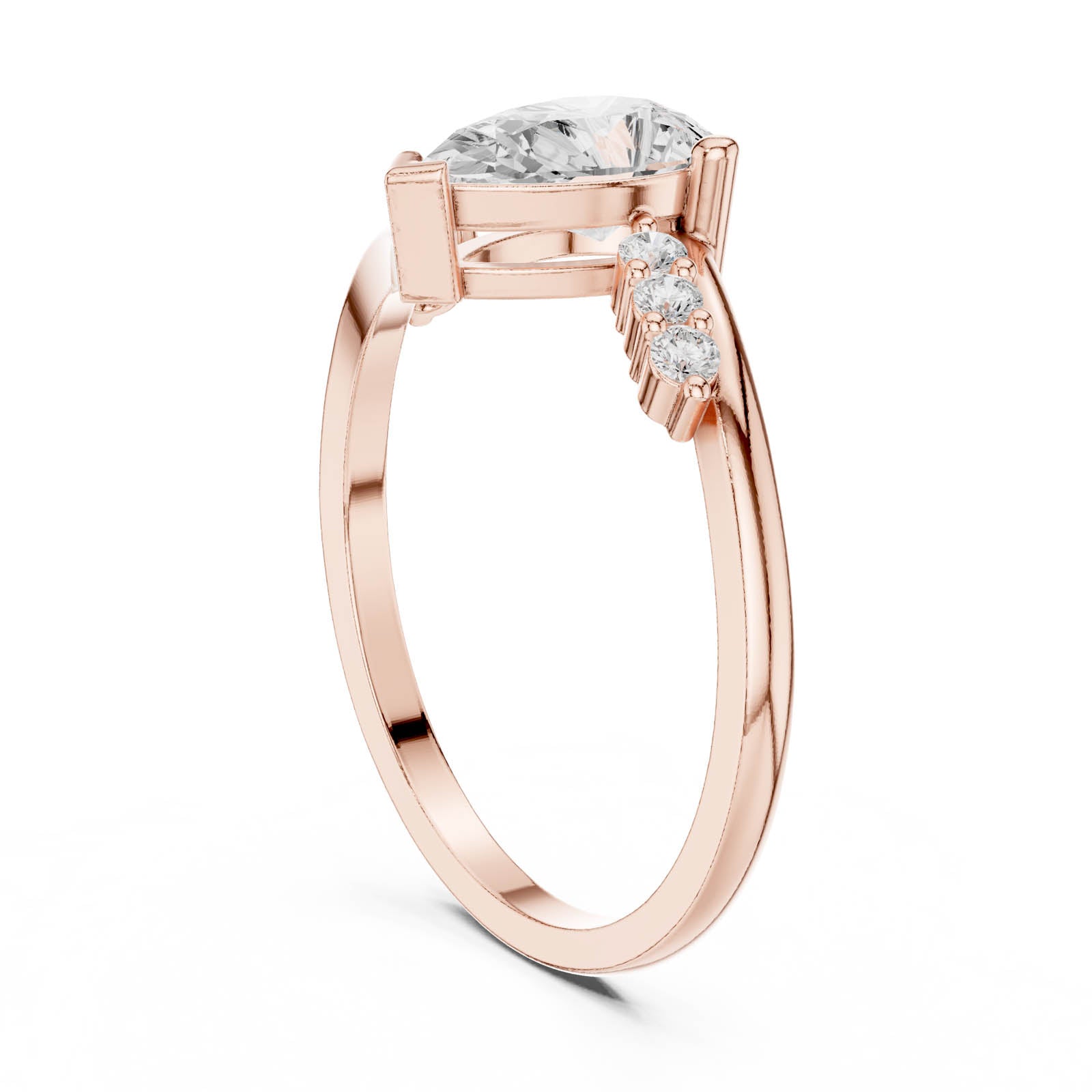 .84 Ct. Pear Diamond Bypass Ring with Pavé Accents (HLR-255) 4