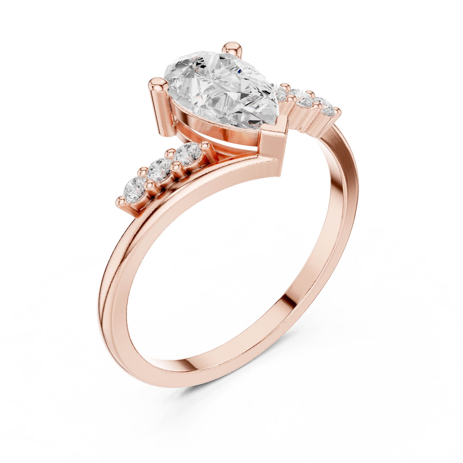 .84 Ct. Pear Diamond Bypass Ring with Pavé Accents (HLR-255) 9