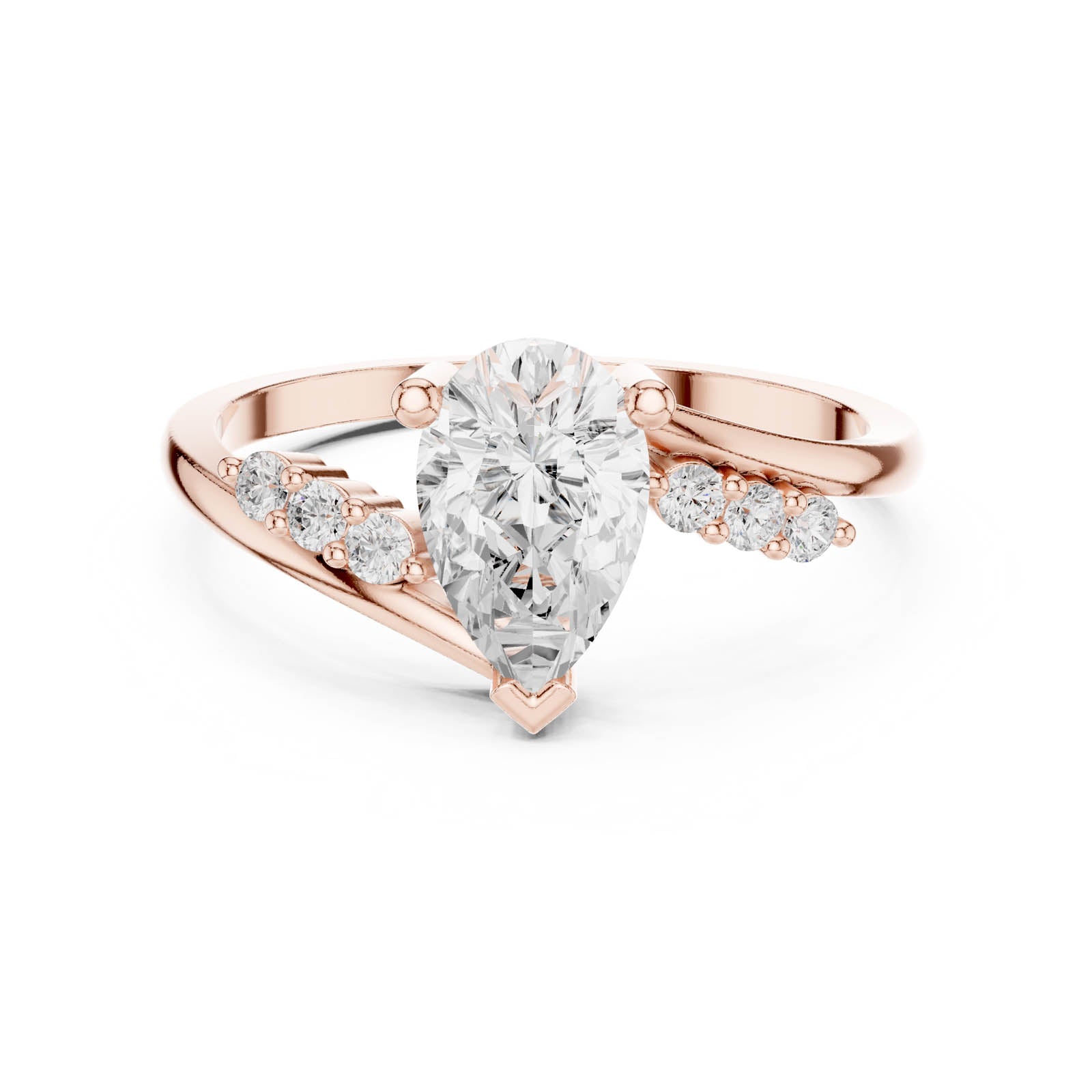 .84 Ct. Pear Diamond Bypass Ring with Pavé Accents (HLR-255) 11