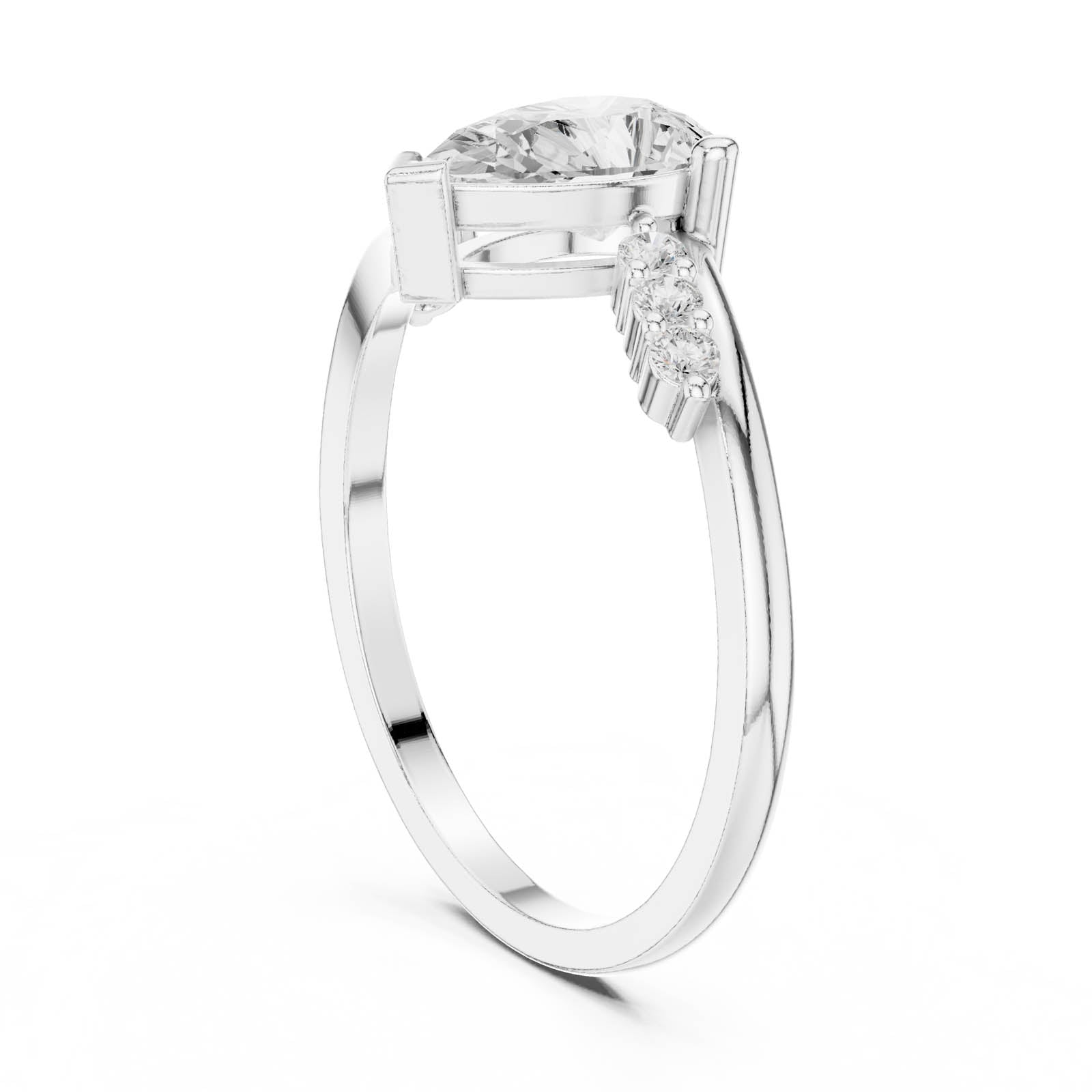.84 Ct. Pear Diamond Bypass Ring with Pavé Accents (HLR-255) 12