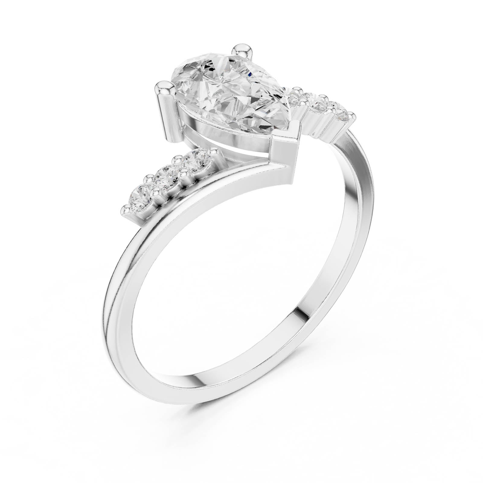 .84 Ct. Pear Diamond Bypass Ring with Pavé Accents (HLR-255) 13