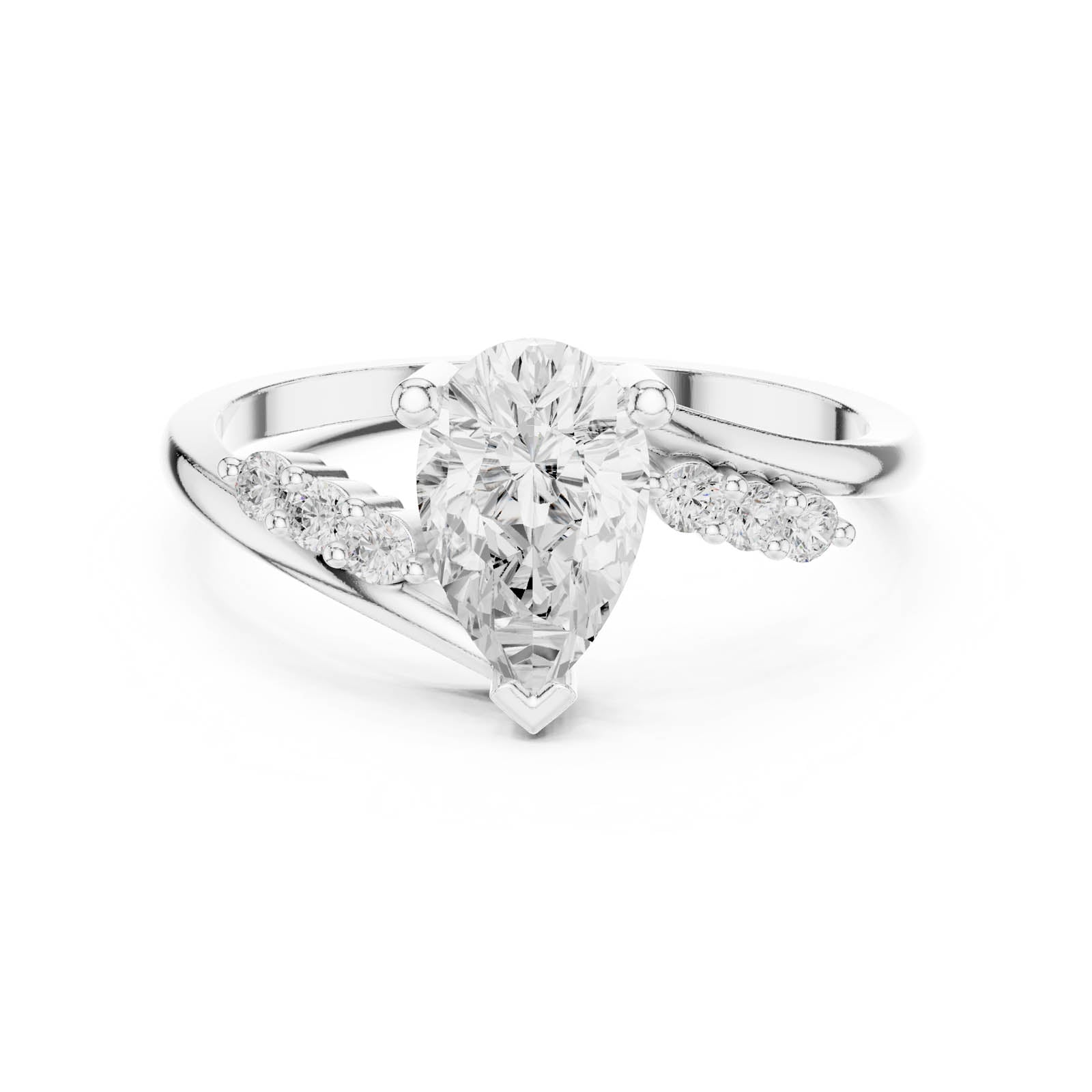 .84 Ct. Pear Diamond Bypass Ring with Pavé Accents (HLR-255) 1