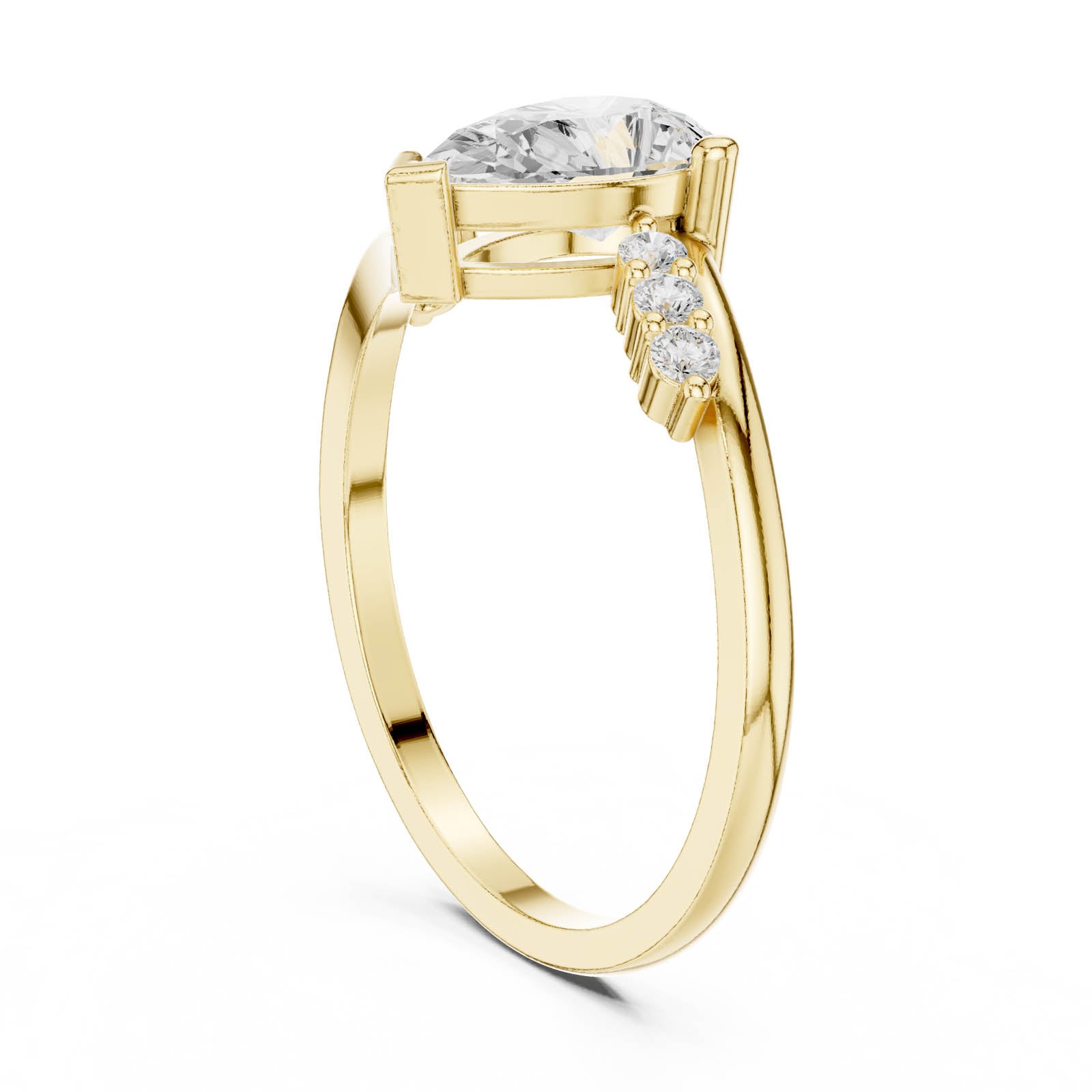 .84 Ct. Pear Diamond Bypass Ring with Pavé Accents (HLR-255) 6
