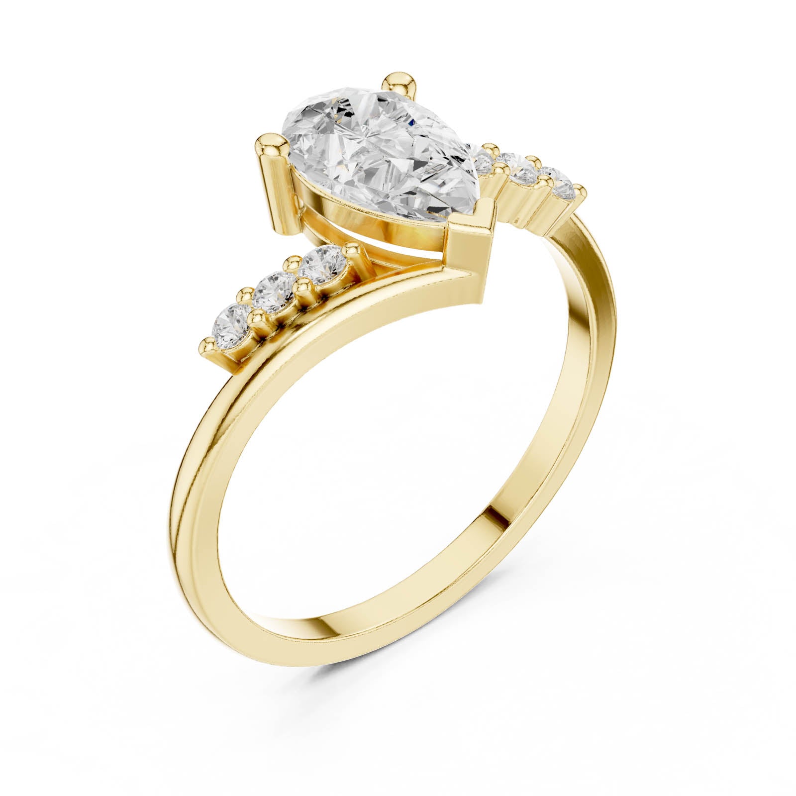 .84 Ct. Pear Diamond Bypass Ring with Pavé Accents (HLR-255) 2