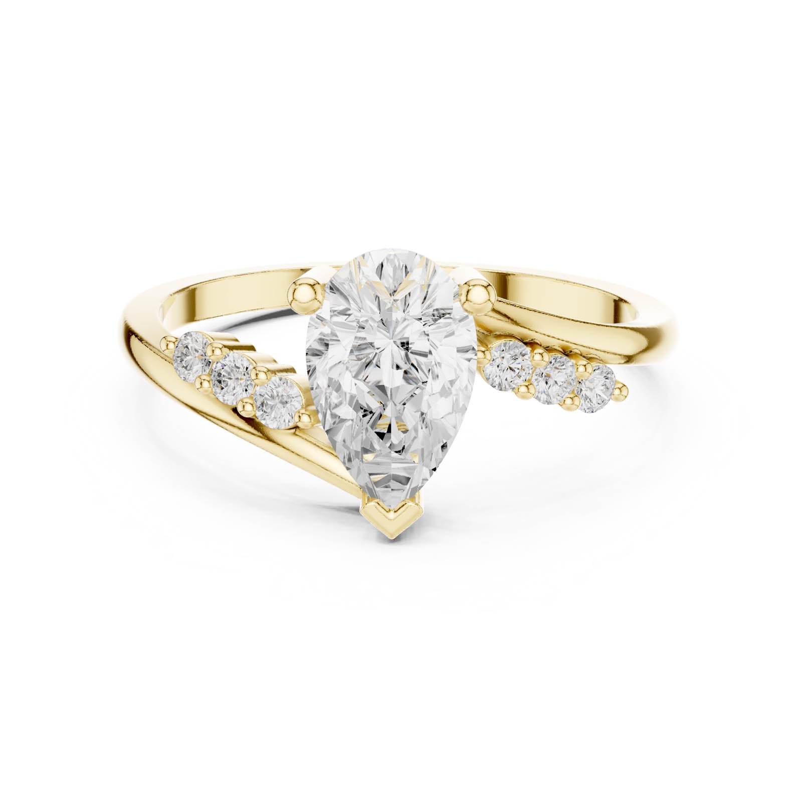.84 Ct. Pear Diamond Bypass Ring with Pavé Accents (HLR-255) 8