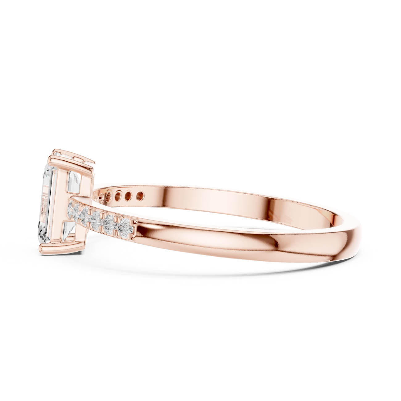.62 Ct. Emerald Cut Diamond Solitaire Ring with Pavé Band (HLR-257) 11