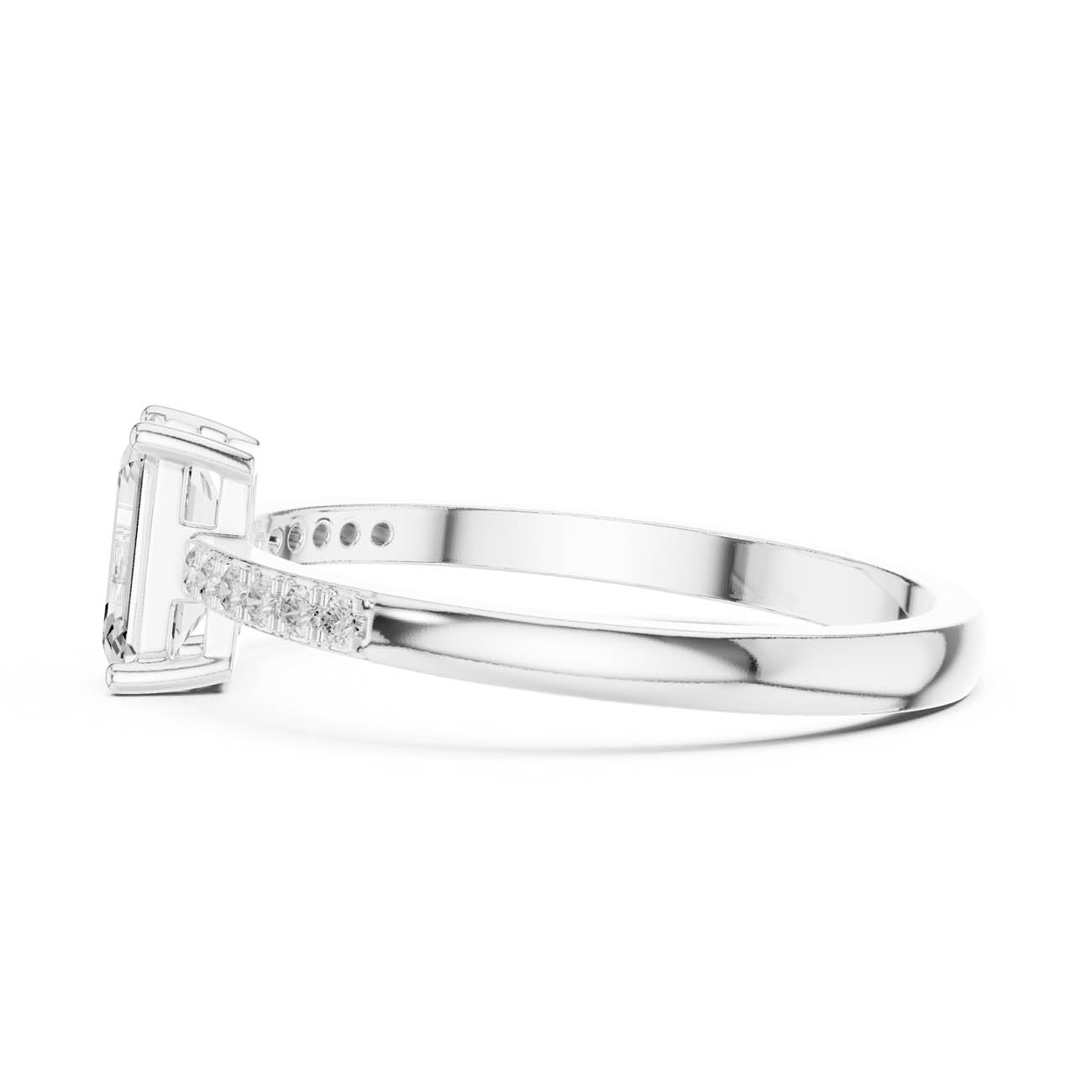 .62 Ct. Emerald Cut Diamond Solitaire Ring with Pavé Band (HLR-257) 12