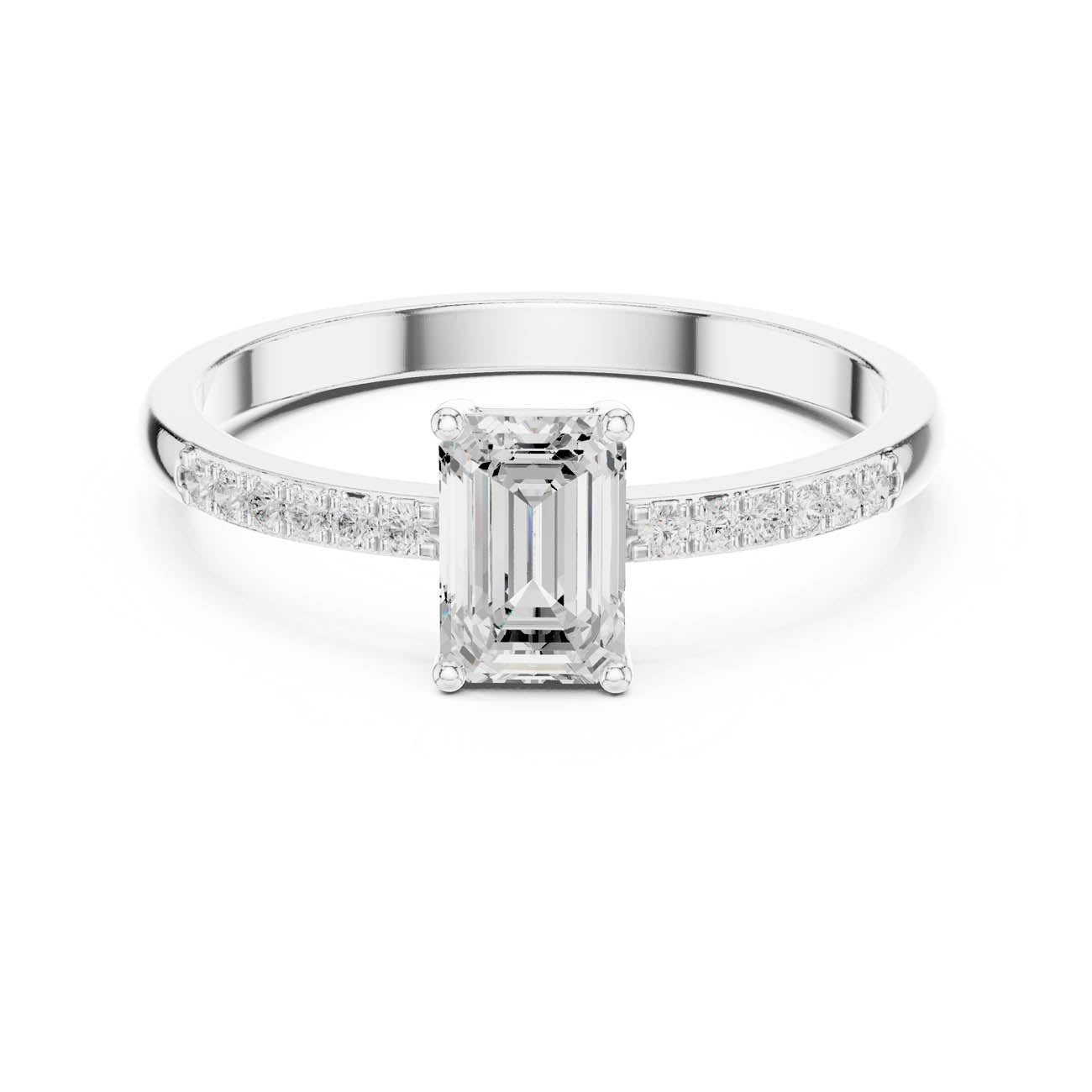 .62 Ct. Emerald Cut Diamond Solitaire Ring with Pavé Band (HLR-257)