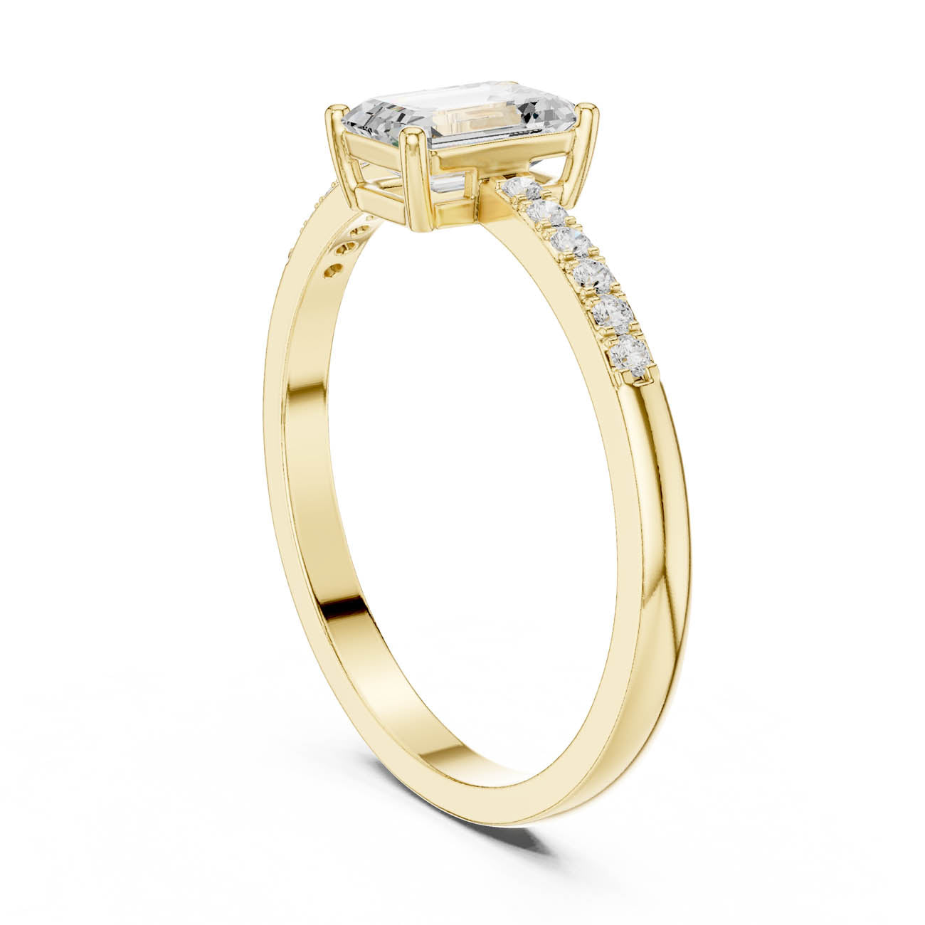 .62 Ct. Emerald Cut Diamond Solitaire Ring with Pavé Band (HLR-257) 3