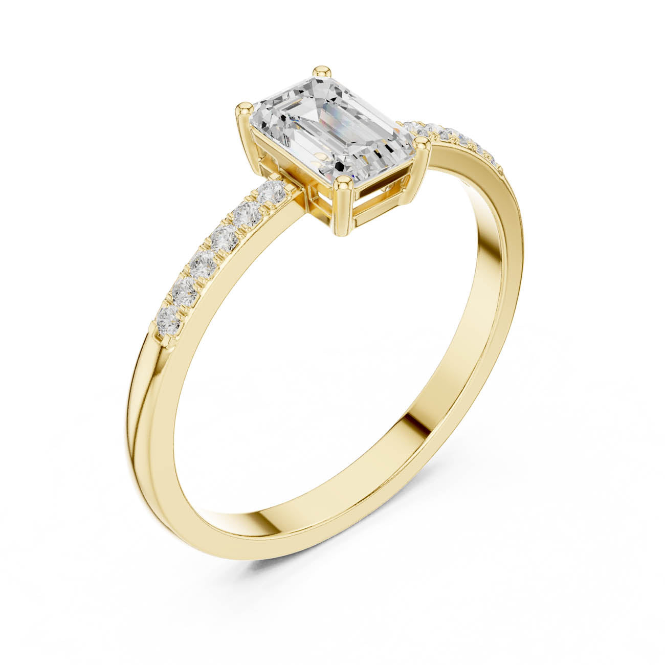 .62 Ct. Emerald Cut Diamond Solitaire Ring with Pavé Band (HLR-257)