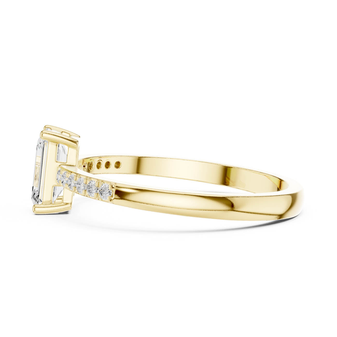 .62 Ct. Emerald Cut Diamond Solitaire Ring with Pavé Band (HLR-257) 4