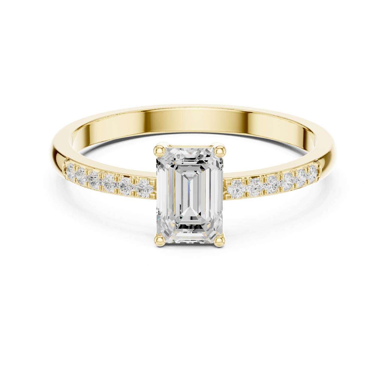 .62 Ct. Emerald Cut Diamond Solitaire Ring with Pavé Band (HLR-257) 5